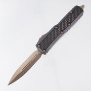 Microtech Daytona Double Edge - Black Aluminum w/ Carbon Fiber Inlays - Bronze M390 - 126-13 CFIS *PRE-OWNED*