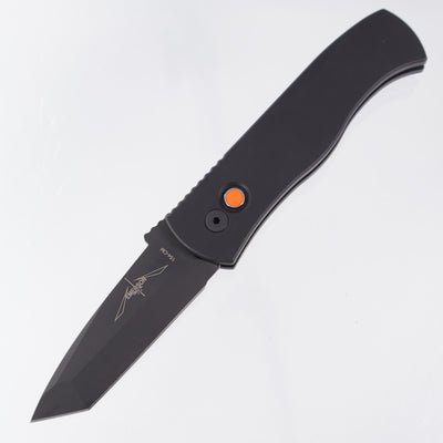 Pro-Tech Emerson CQC7 Tanto Chisel Grind - Black Aluminum w/ Orange G10 Button - DLC 154CM - 2024 Cancon CQC7.1  *PRE-OWNED*
