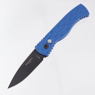 Pro-Tech TR-2 Auto - Blue Nexus Pattern Aluminum w/ Black Lip Pearl Button - DLC Magnacut - T206 Nexus Blue *PRE-OWNED*