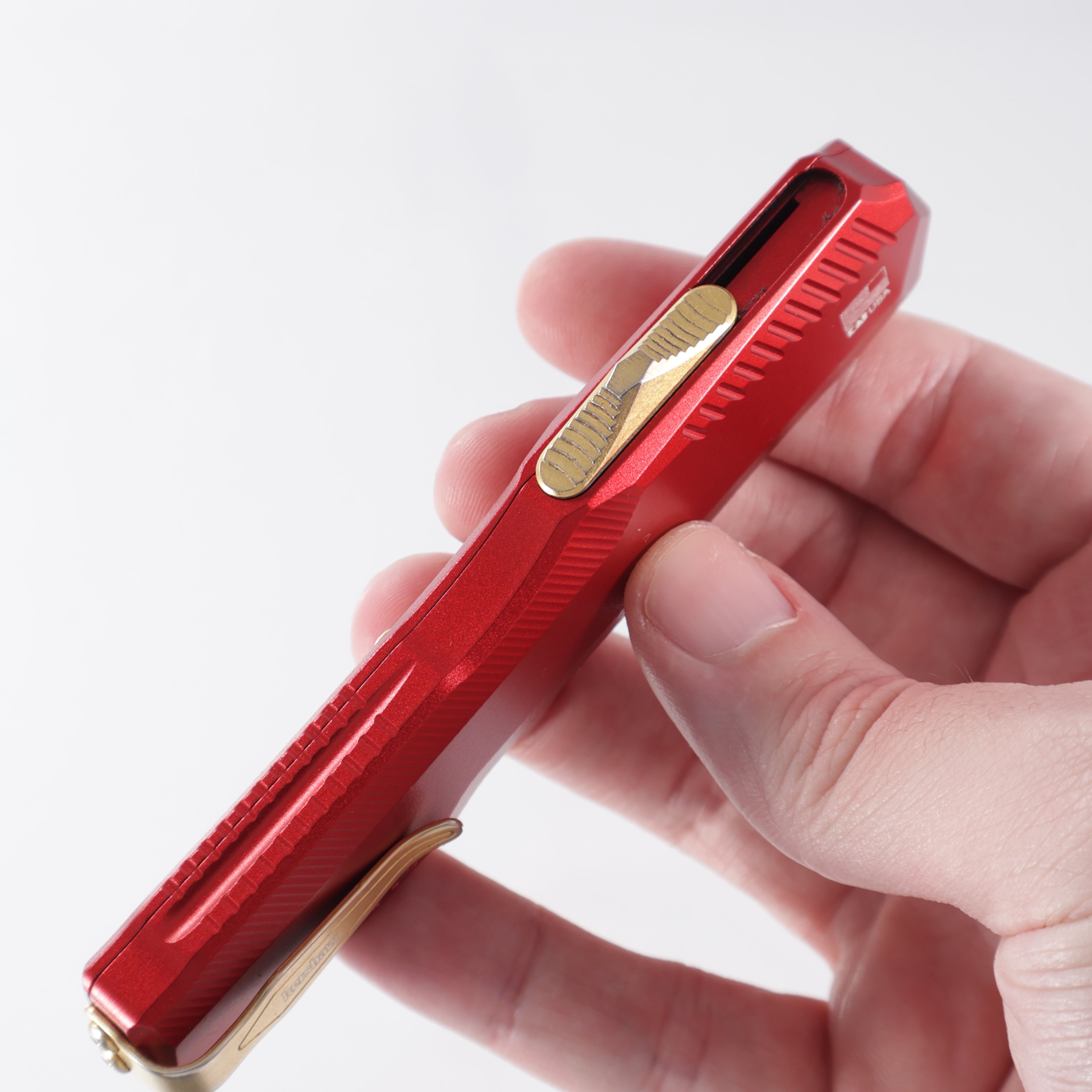 Kershaw Livewire Single Edge - Red Aluminum w/ Bronze Accents - Bronze Magnacut *PRE-OWNED* *NO BOX*