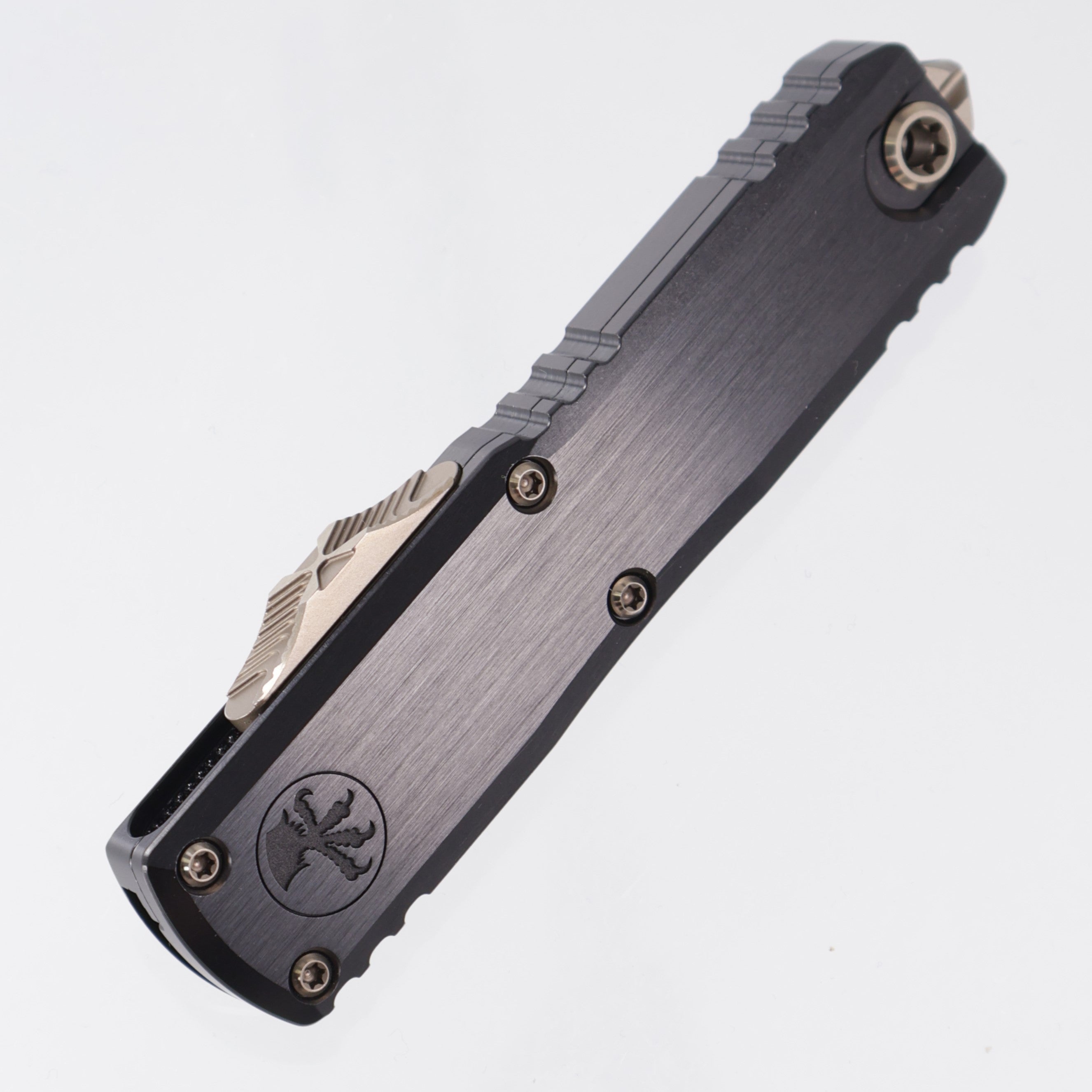 Microtech UTX-85 Gen III Double Edge Marfione Select - Hefted Aluminum Chassis w/ DLC Hardware & Purple Ti Accents - Purple Baker Forge Coppermai Damascus - 1232-16MS3 *PRE-OWNED*