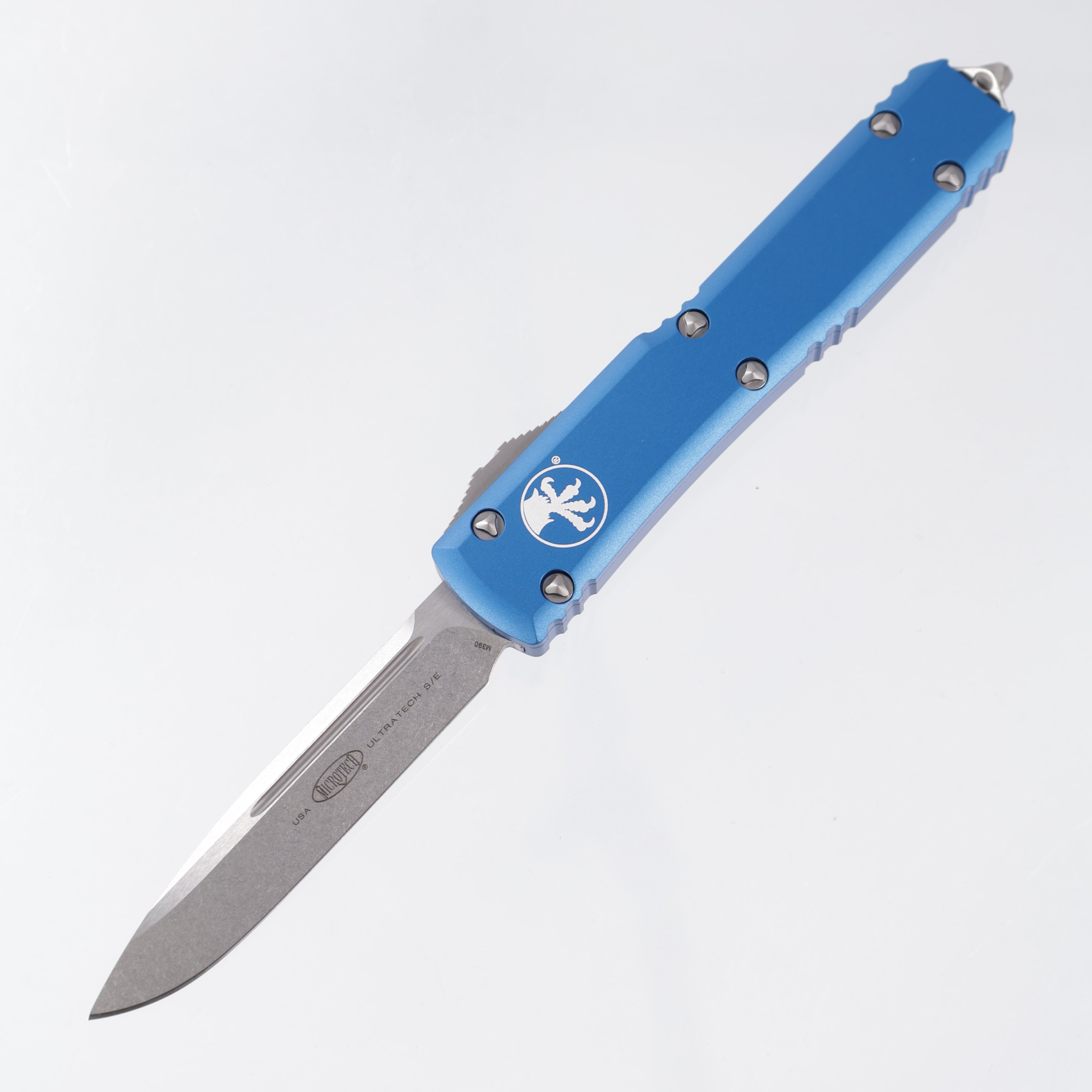Microtech Ultratech Single Edge - Blue Aluminum - Stonewash M390 - 121-10 BL *PRE-OWNED*