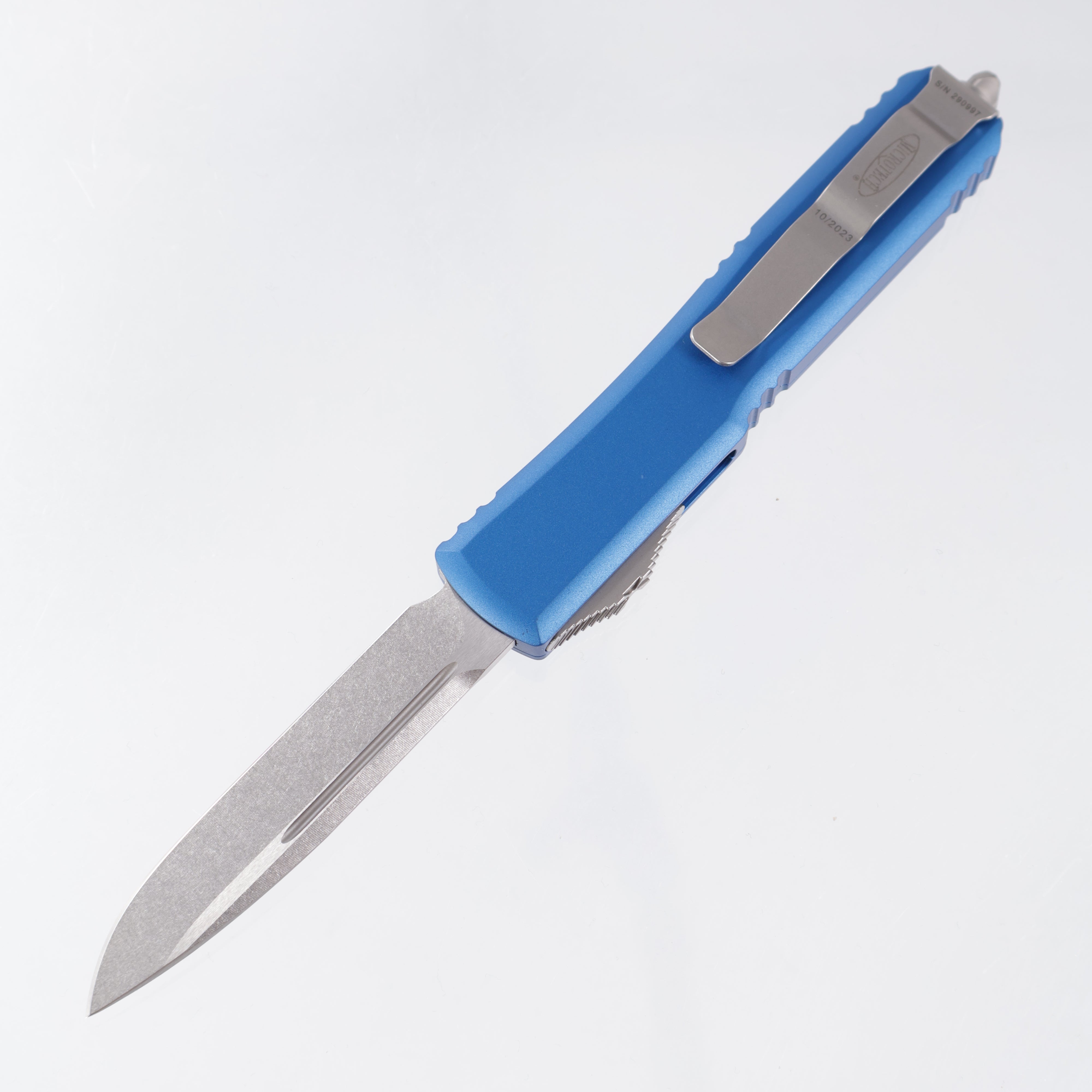 Microtech Ultratech Single Edge - Blue Aluminum - Stonewash M390 - 121-10 BL *PRE-OWNED*