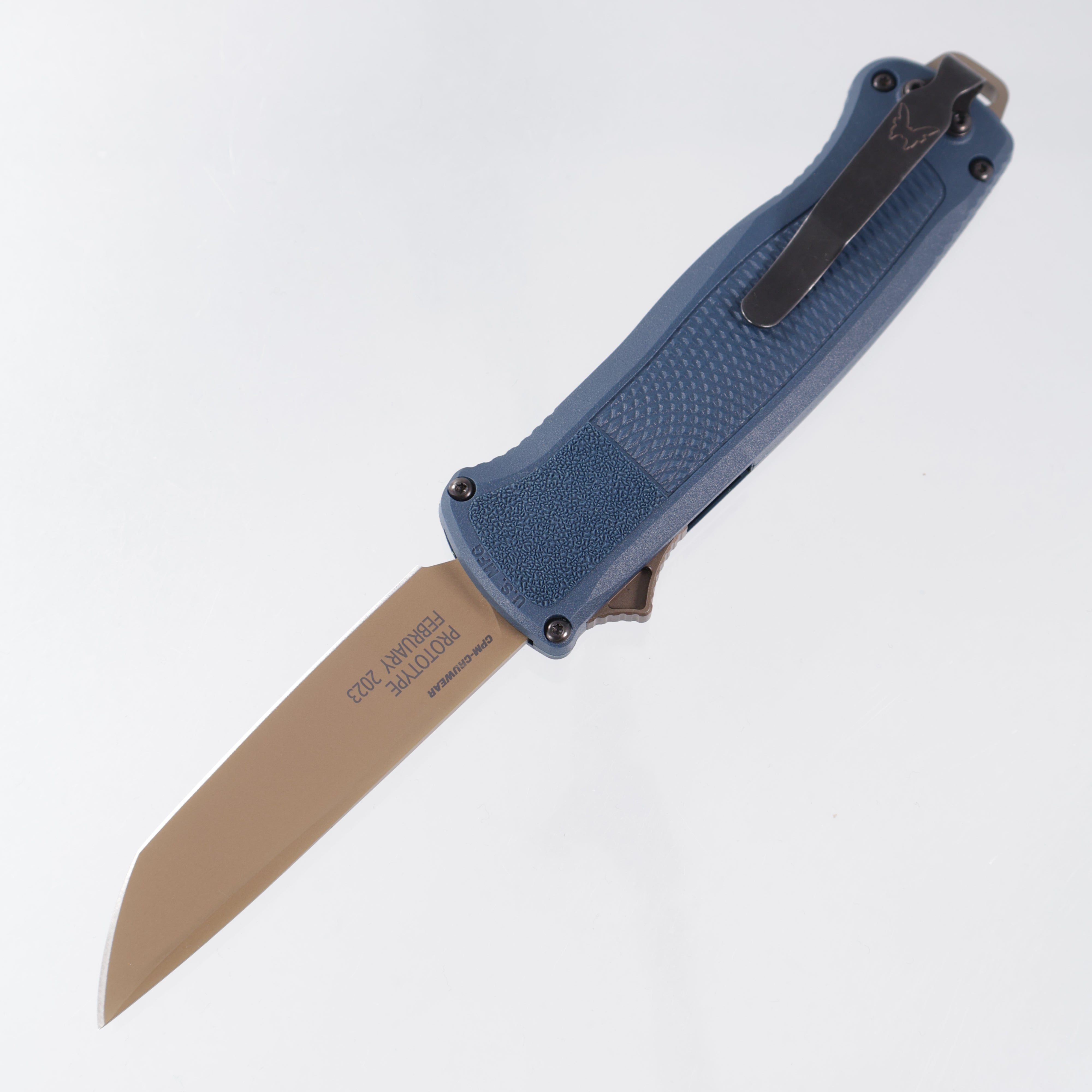 Benchmade Shootout 2023 Prototype - Crater Blue Grivory Chassis - FDE Cruwear - 5370FE-01 *PRE-OWNED*
