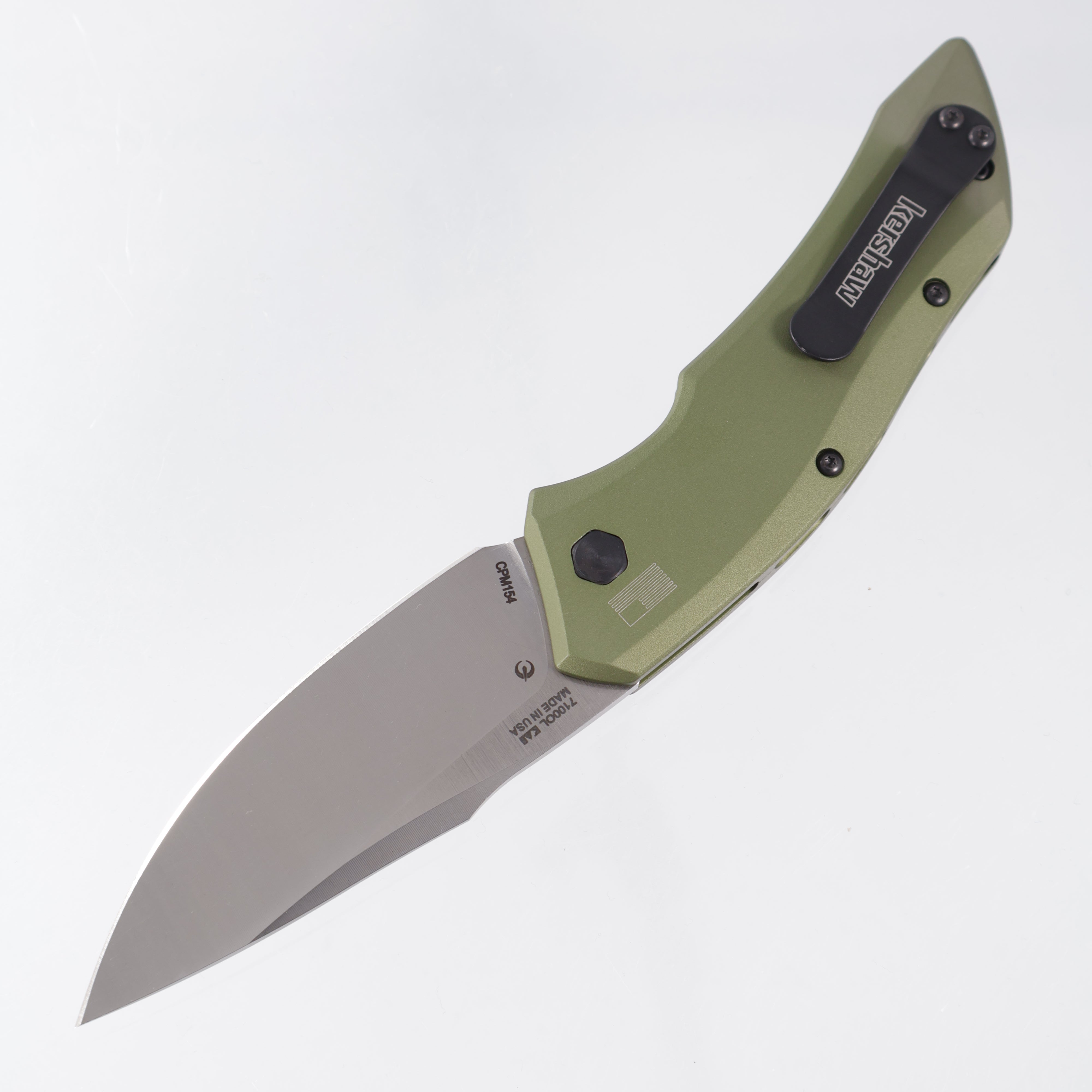 Kershaw Launch 1 - OD Green Aluminum - Tumbled Satin CPM-154 - 7100OL *PRE-OWNED*