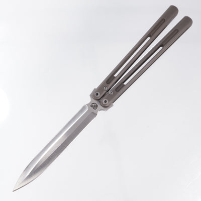 Polecat Full Double Edge Balisong #2 - Sandblast Titanium - Satin S35VN *PRE-OWNED*