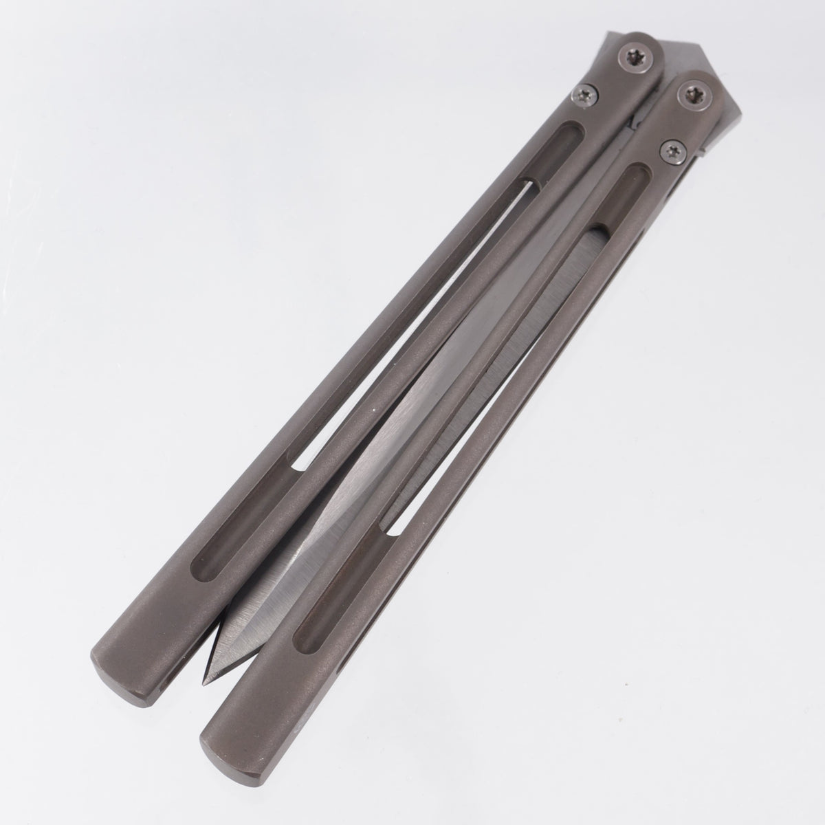 Polecat Full Double Edge Balisong #2 - Sandblast Titanium - Satin S35VN *PRE-OWNED*