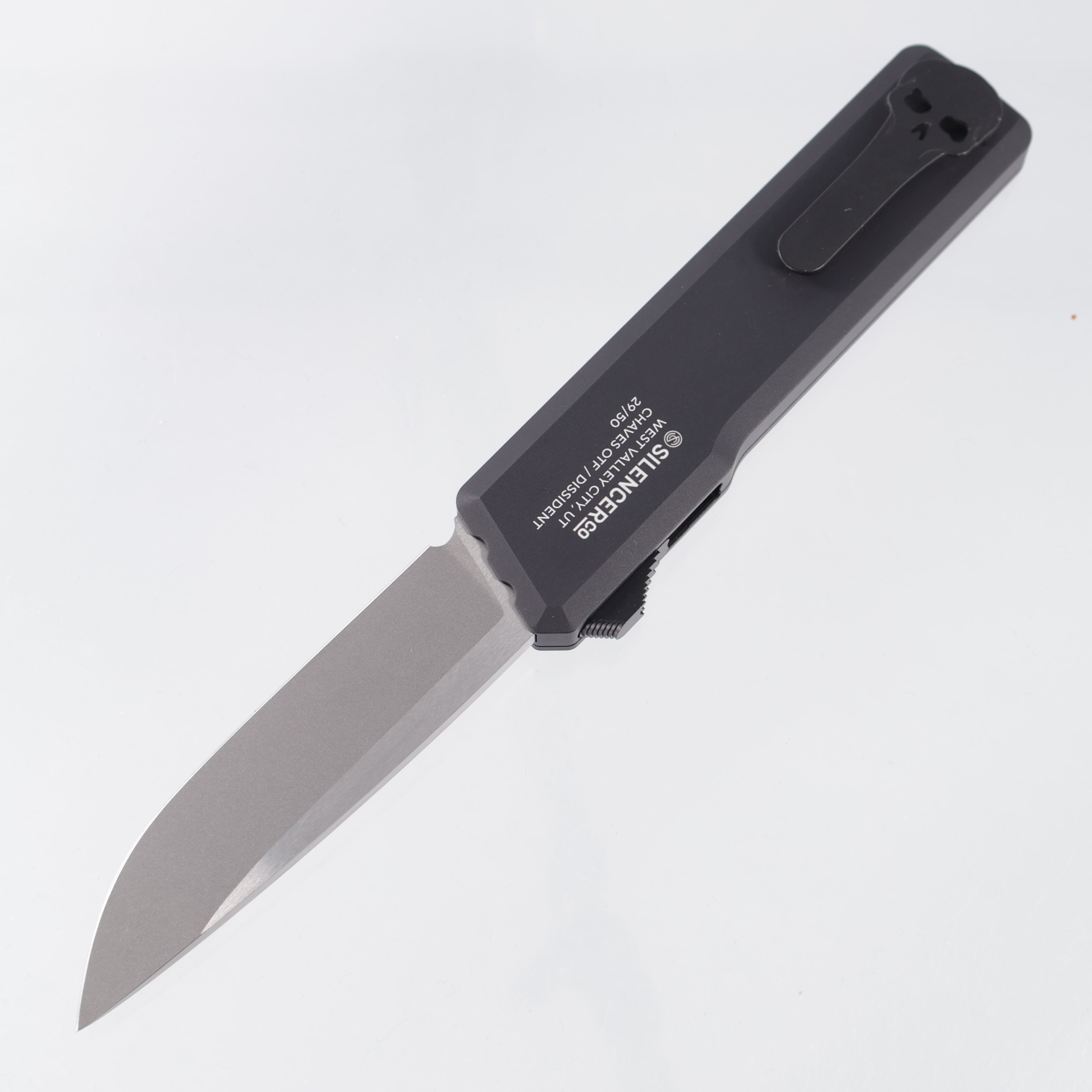 Chaves x Silencer Co. Dissident Drop Point - Black Custom Milled Aluminum - Stonewash M390 - S/N: 29/50 *PRE-OWNED*