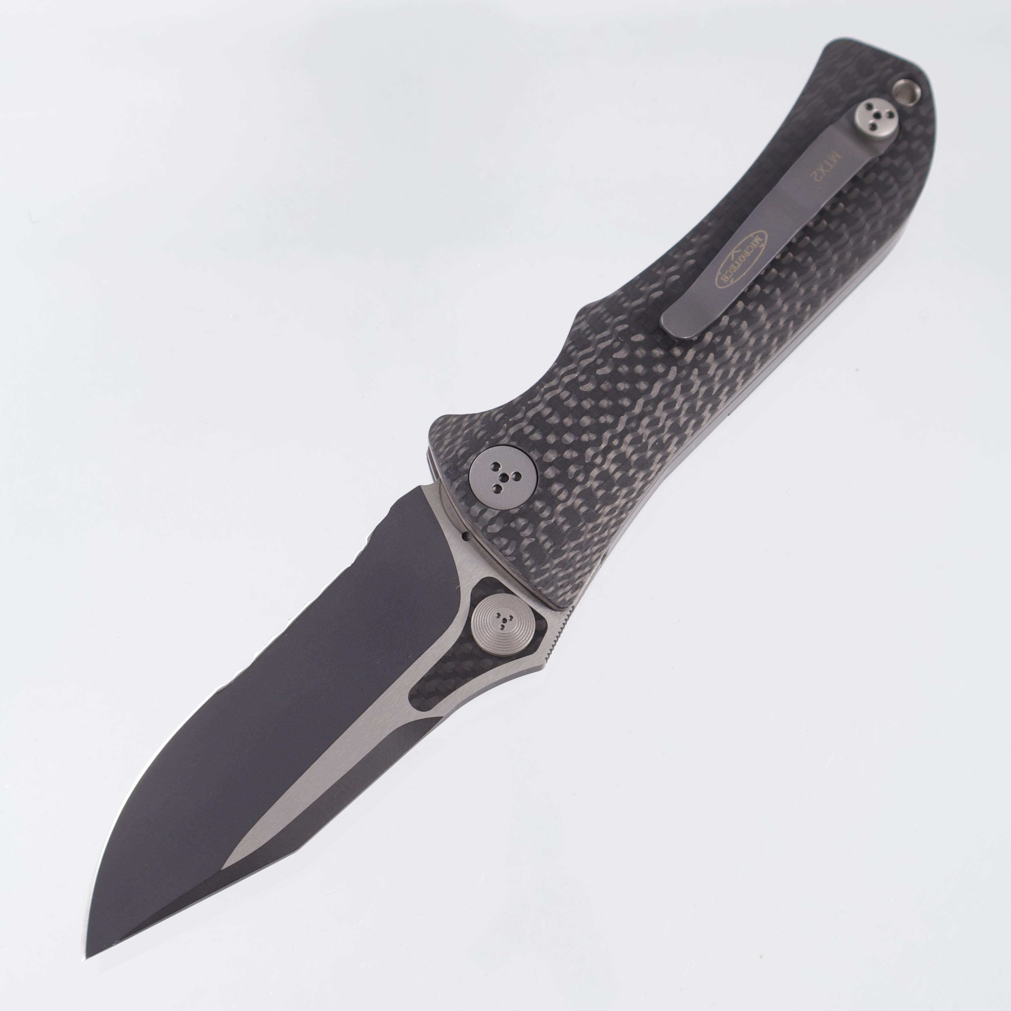 Microtech MTX-2 Dual Action - One Piece Carbon Fiber w/ Bolster Release - 2-Tone Black S30V *PRE-OWNED* *NO BOX*