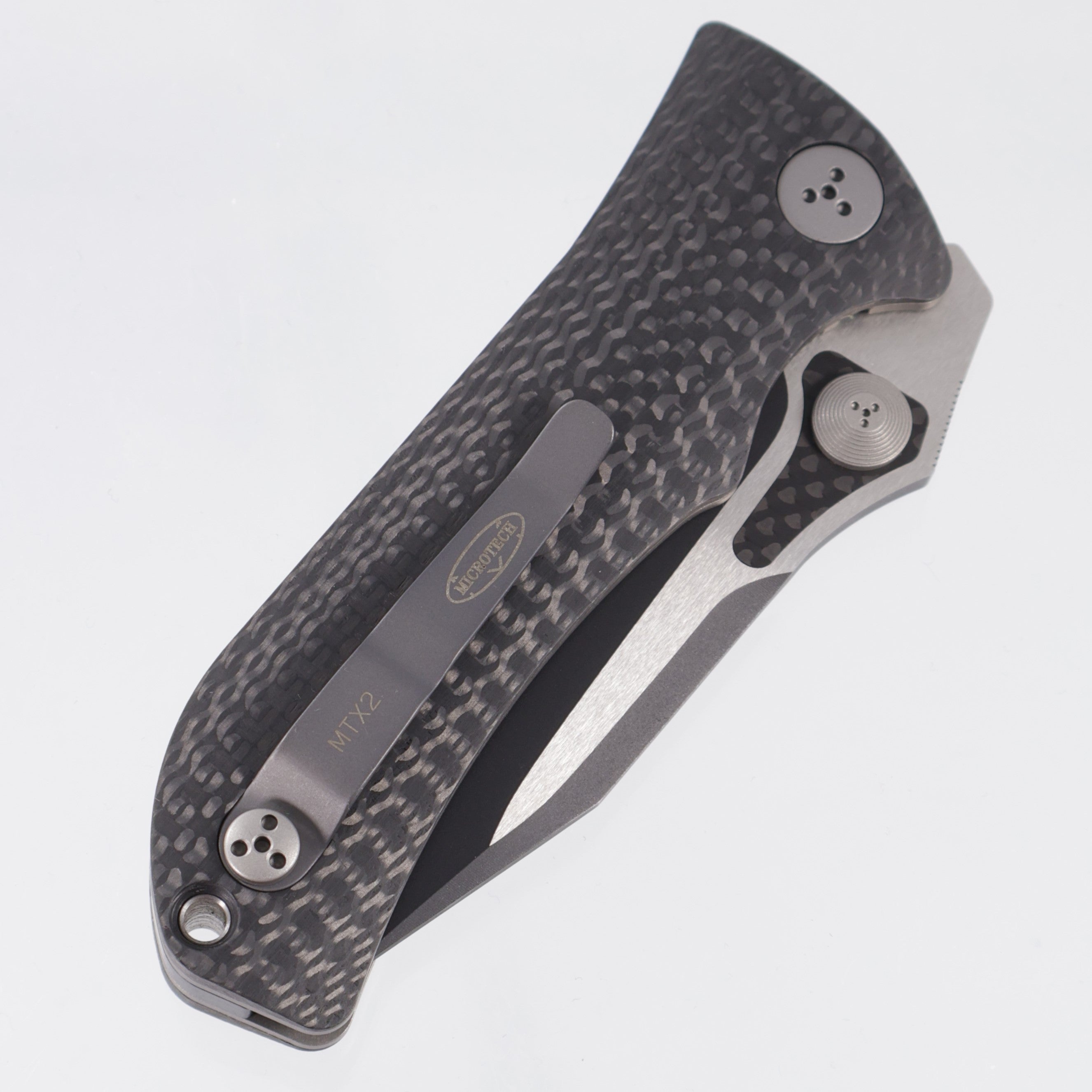 Microtech MTX-2 Dual Action - One Piece Carbon Fiber w/ Bolster Release - 2-Tone Black S30V *PRE-OWNED* *NO BOX*