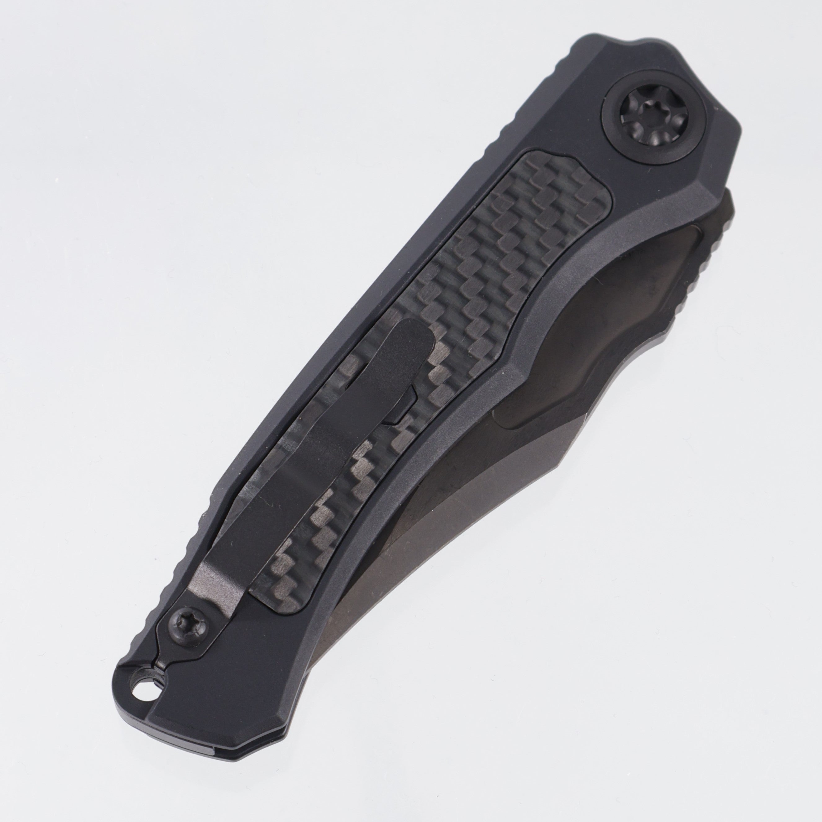 Heretic Wraith V4 Auto Bowie - Black Aluminum w/ Glow Carbon Fiber Inlays - DLC Magnacut - H002-6A-GLO/CF *PRE-OWNED*