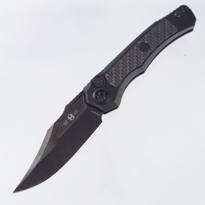 Heretic Wraith V4 Auto Bowie - Black Aluminum w/ Glow Carbon Fiber Inlays - DLC Magnacut - H002-6A-GLO/CF *PRE-OWNED*