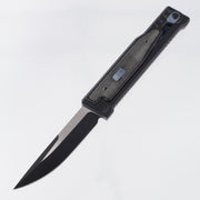 Reate Exo Large - Black Titanium w/ Micarta Inlays & Blue Ti Accents - 2-Tone Elmax *PRE-OWNED*