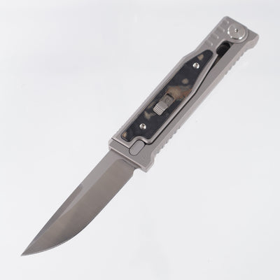 Reate Exo Medium - Beadblast Titanium w/ Burl Micarta Inlays - Satin Elmax *PRE-OWNED* *NO BOX*
