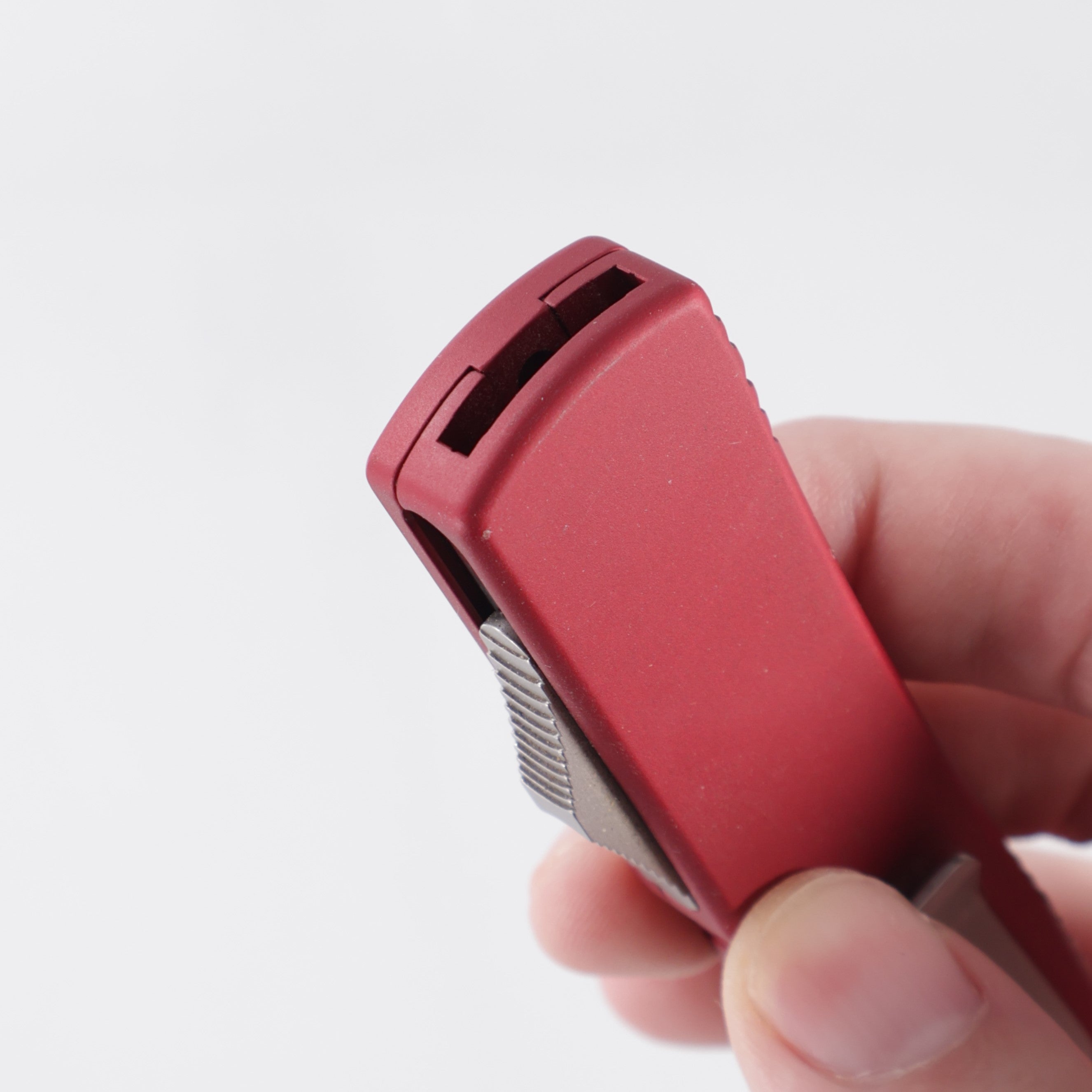 Microtech Ultratech Square Body Double Edge - Red Aluminum - Satin Partial Serrate Elmax - 122-5 RD *PRE-OWNED*