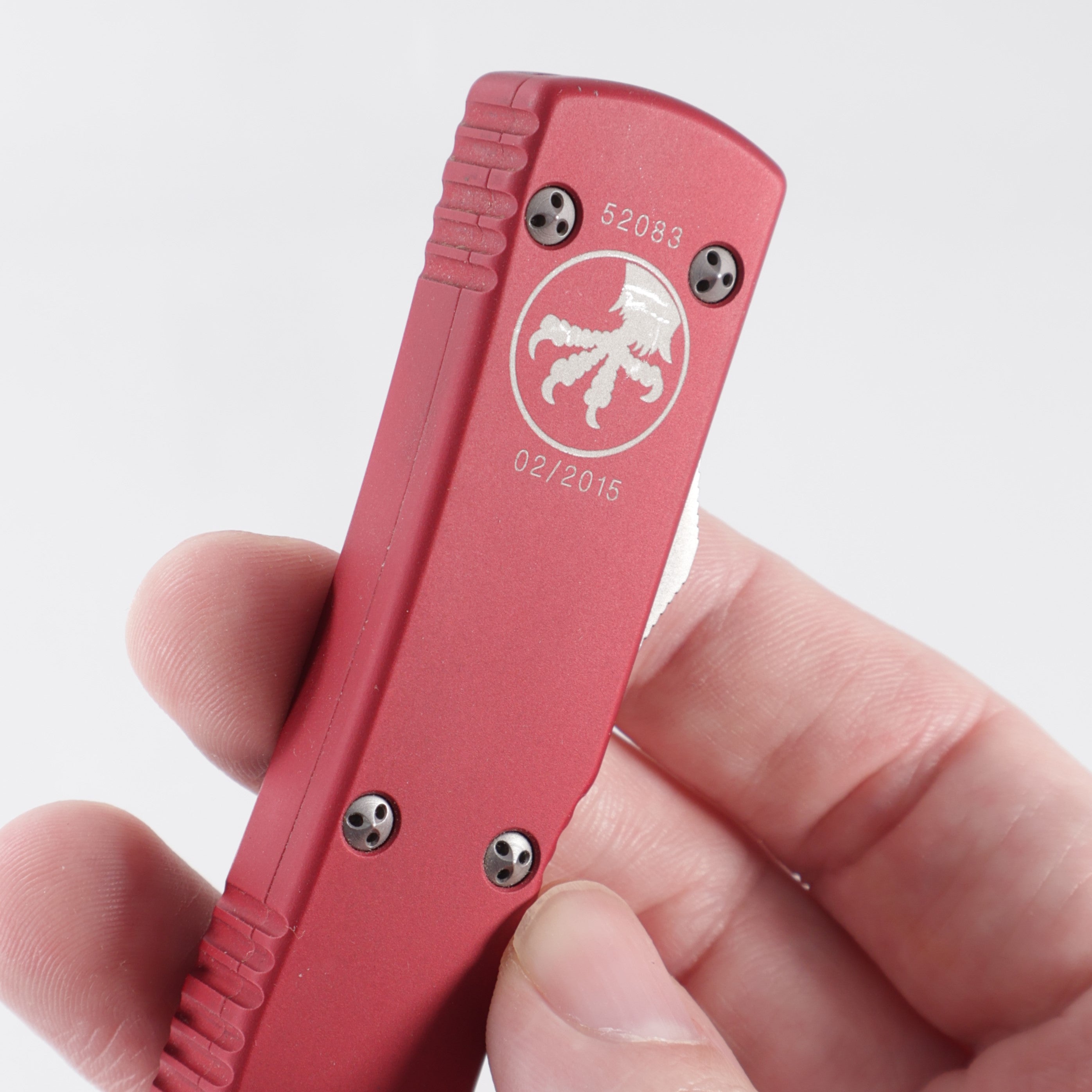 Microtech Ultratech Square Body Double Edge - Red Aluminum - Satin Partial Serrate Elmax - 122-5 RD *PRE-OWNED*