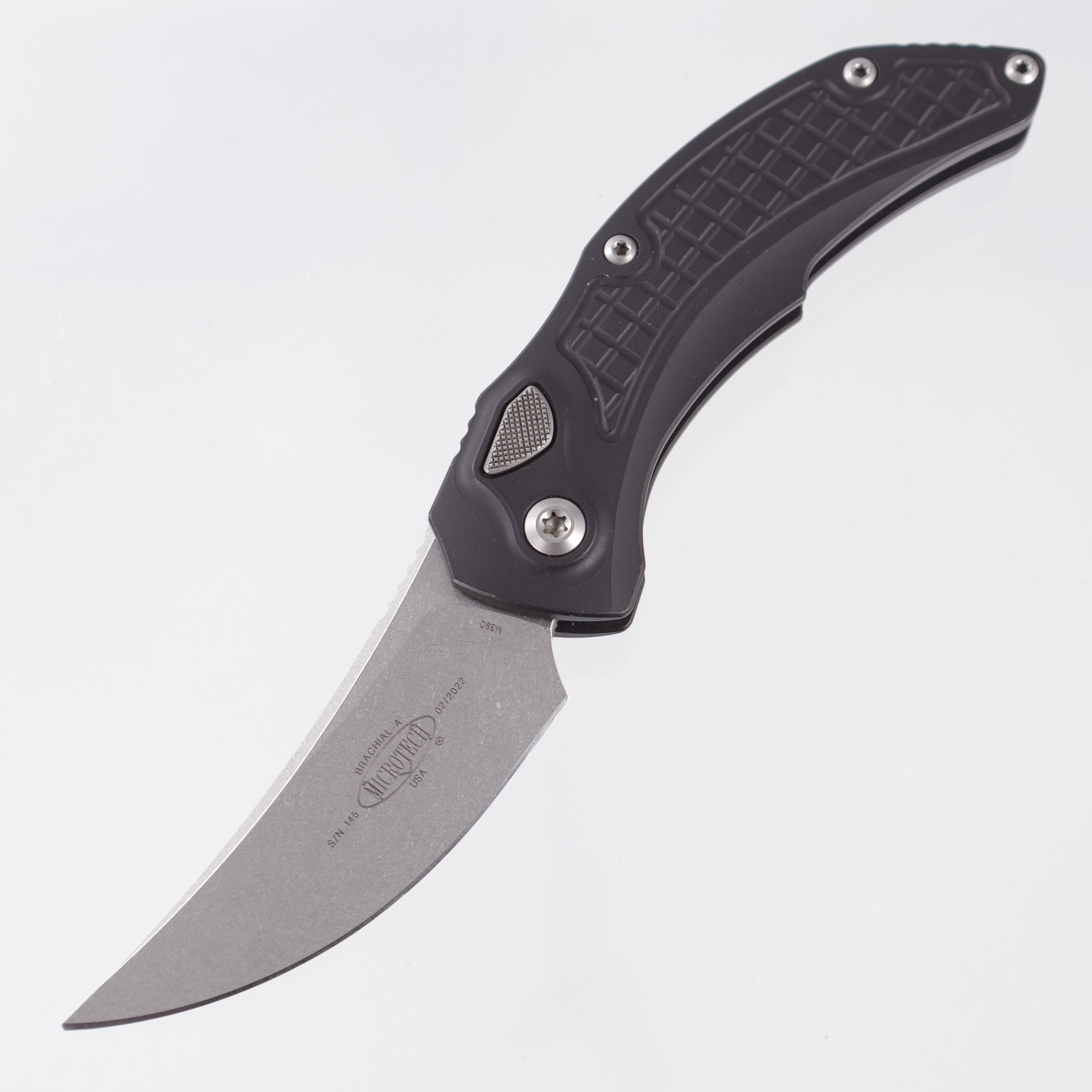 Microtech Brachial - Black Frag Aluminum - Stonewash M390 - 268A-10 *PRE-OWNED*