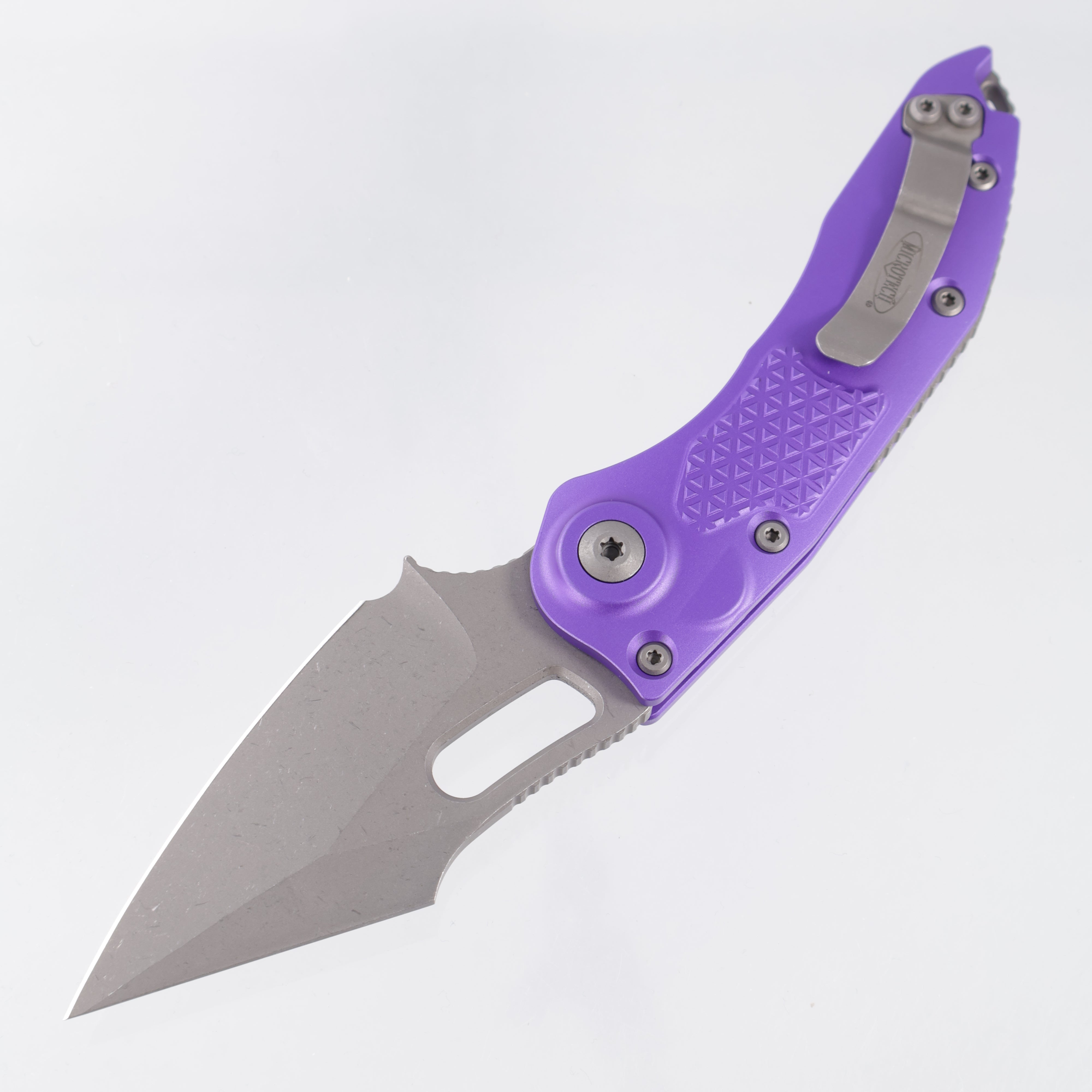 Microtech Stitch Auto - Purple Textured Aluminum - Apocalyptic M390MK - 169-10 APPU *PRE-OWNED*