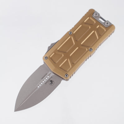 Microtech Exocet II Double Edge - Tan Aluminum - Apocalyptic M390MK - 1157-10 APTA *PRE-OWNED*