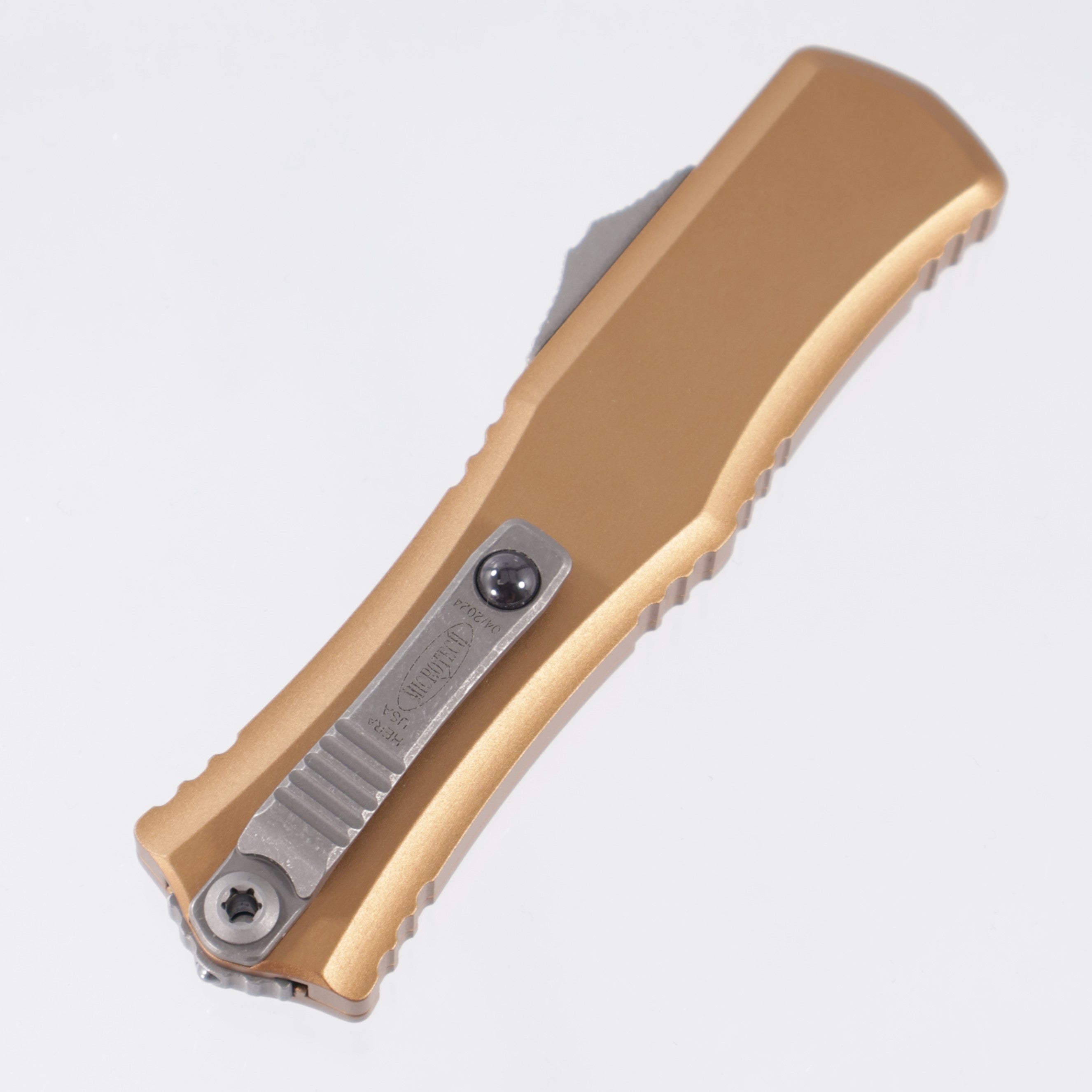 Microtech Mini Hera II Bayonet - Tan Aluminum - Apocalyptic M390MK - 1701M-10 APTA *PRE-OWNED*