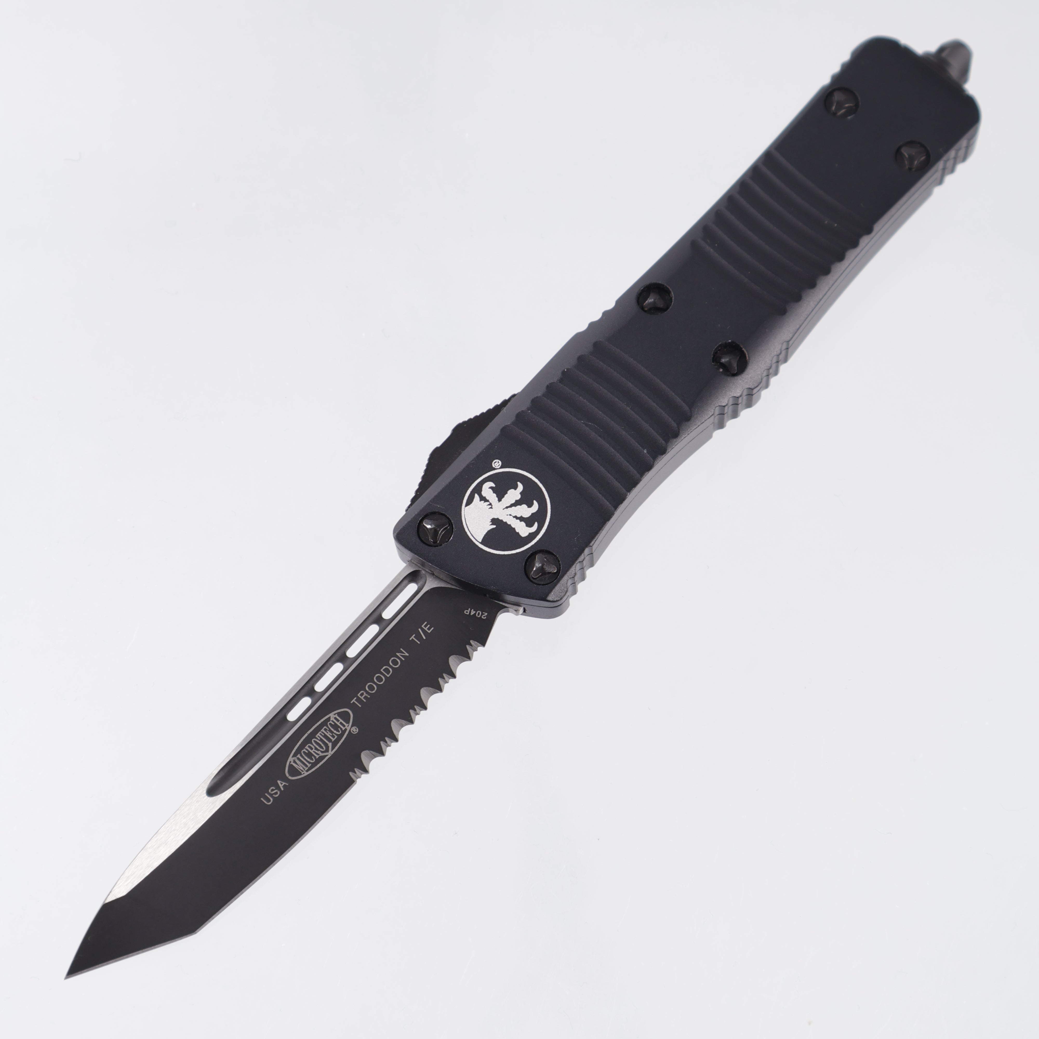 Microtech Troodon Tanto - Black Aluminum - Black Standard Partial Serrate 204P - 140-2T *PRE-OWNED*