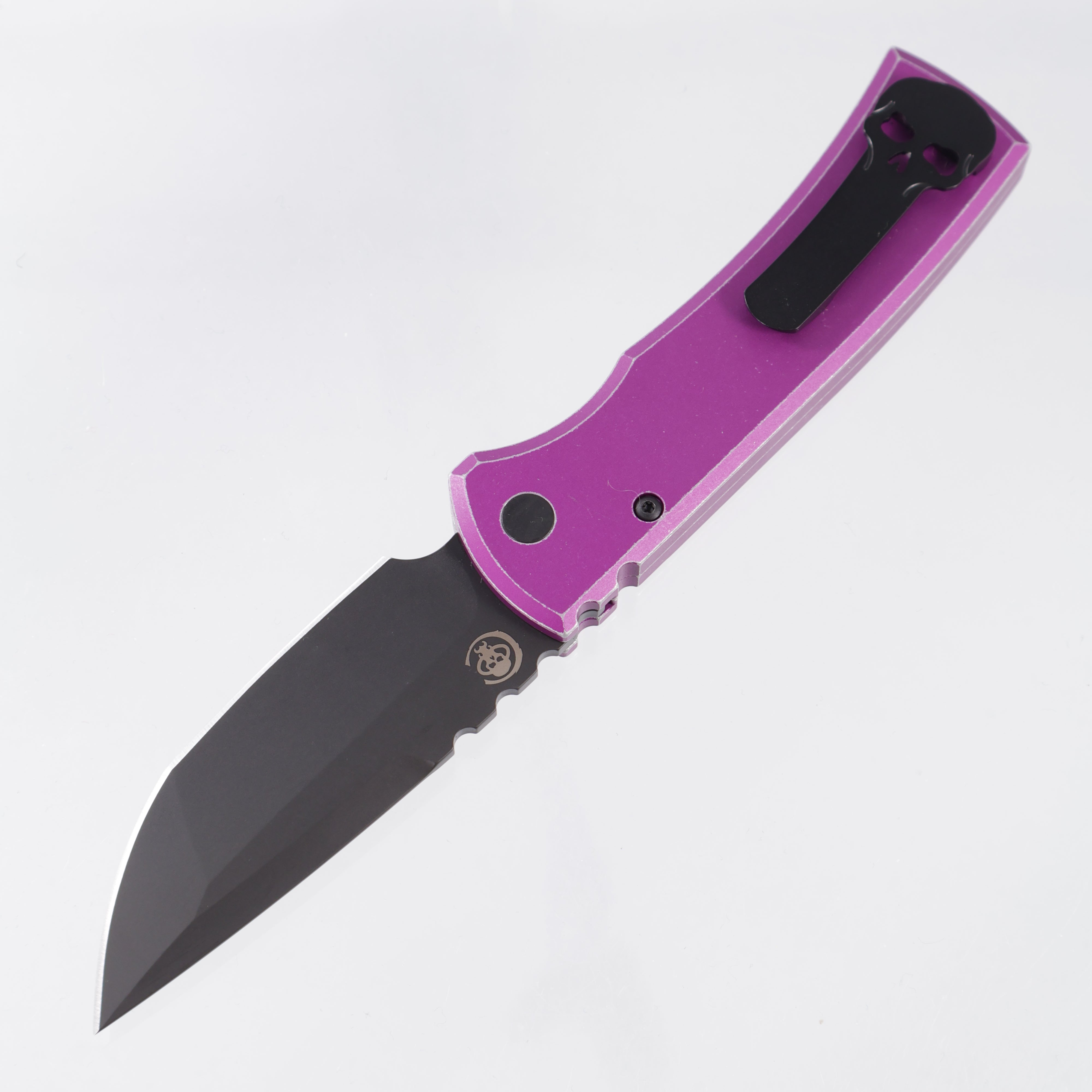Pro-Tech Redencion Auto Tanto - Battleworn Purple Aluminum w/ Black Lip Pearl Button - DLC S35VN - RCR1103-LTD BW Purple *PRE-OWNED*