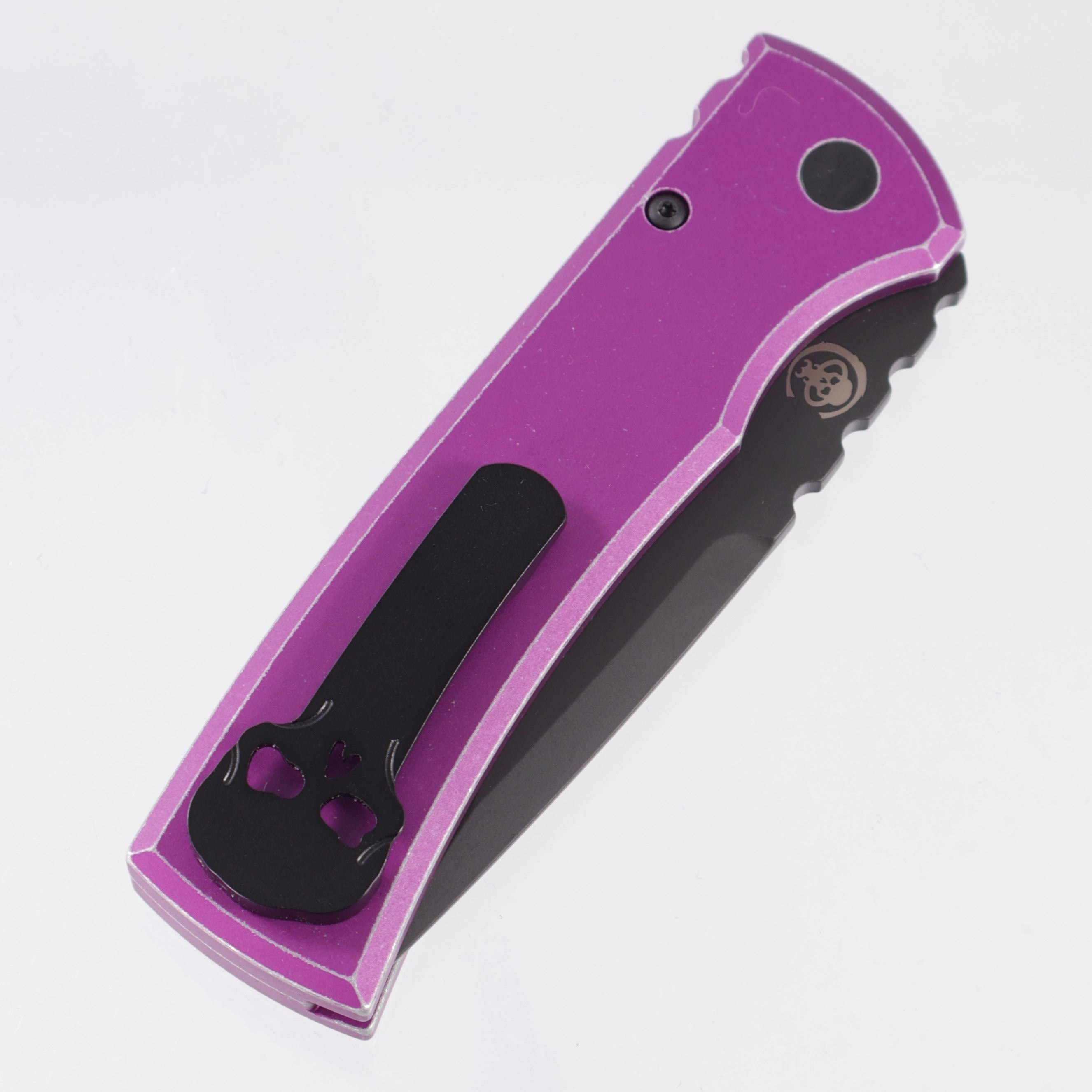 Pro-Tech Redencion Auto Tanto - Battleworn Purple Aluminum w/ Black Lip Pearl Button - DLC S35VN - RCR1103-LTD BW Purple *PRE-OWNED*