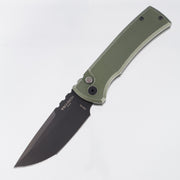 Pro-Tech Redencion Auto Tanto - Battleworn Green Aluminum w/ Black Lip Pearl Button - DLC S35VN - RCR1103-LTD BW Green *PRE-OWNED*