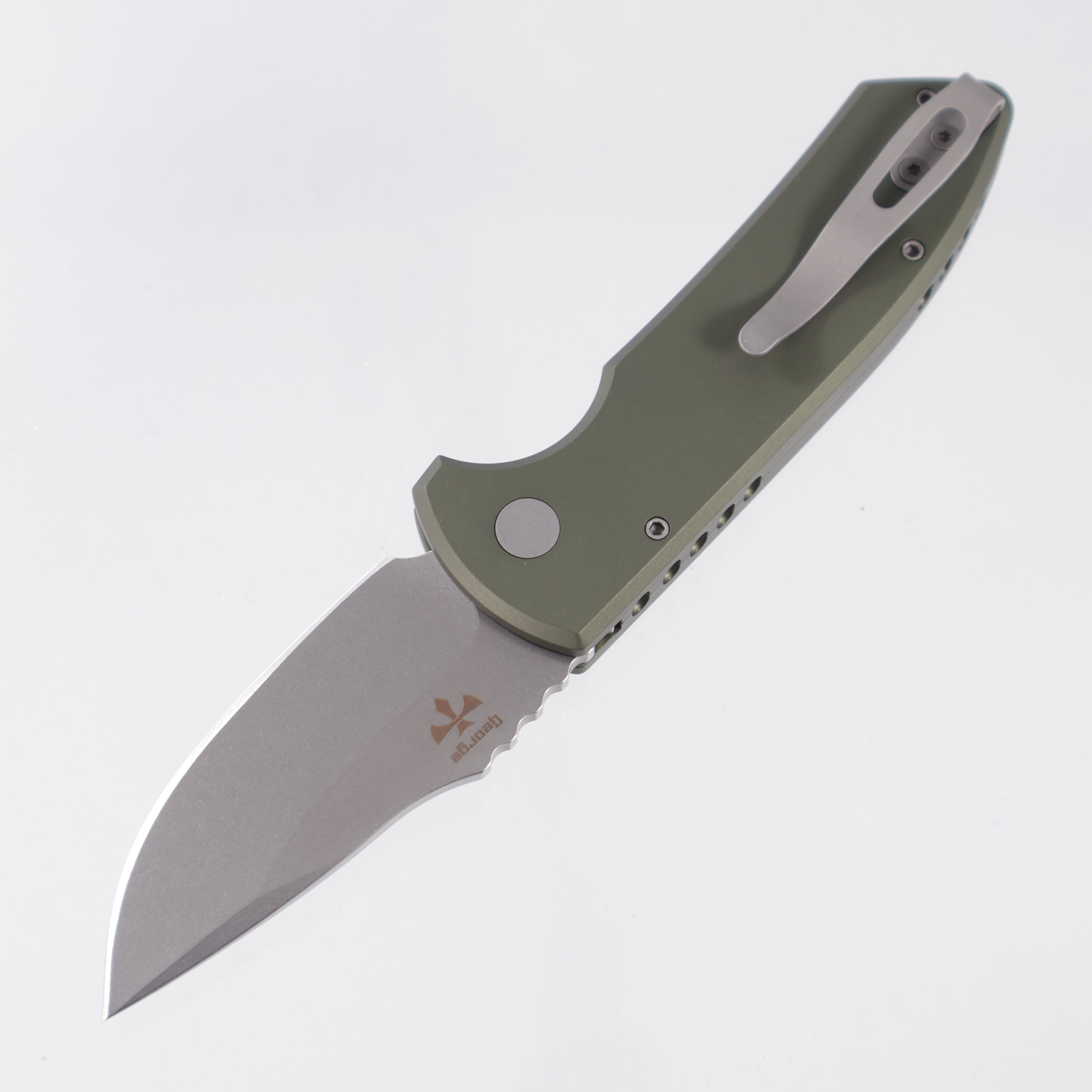 Pro-Tech SBR - Green Knurled Aluminum - Stonewash S35VN - LG405-GREEN *PRE-OWNED*