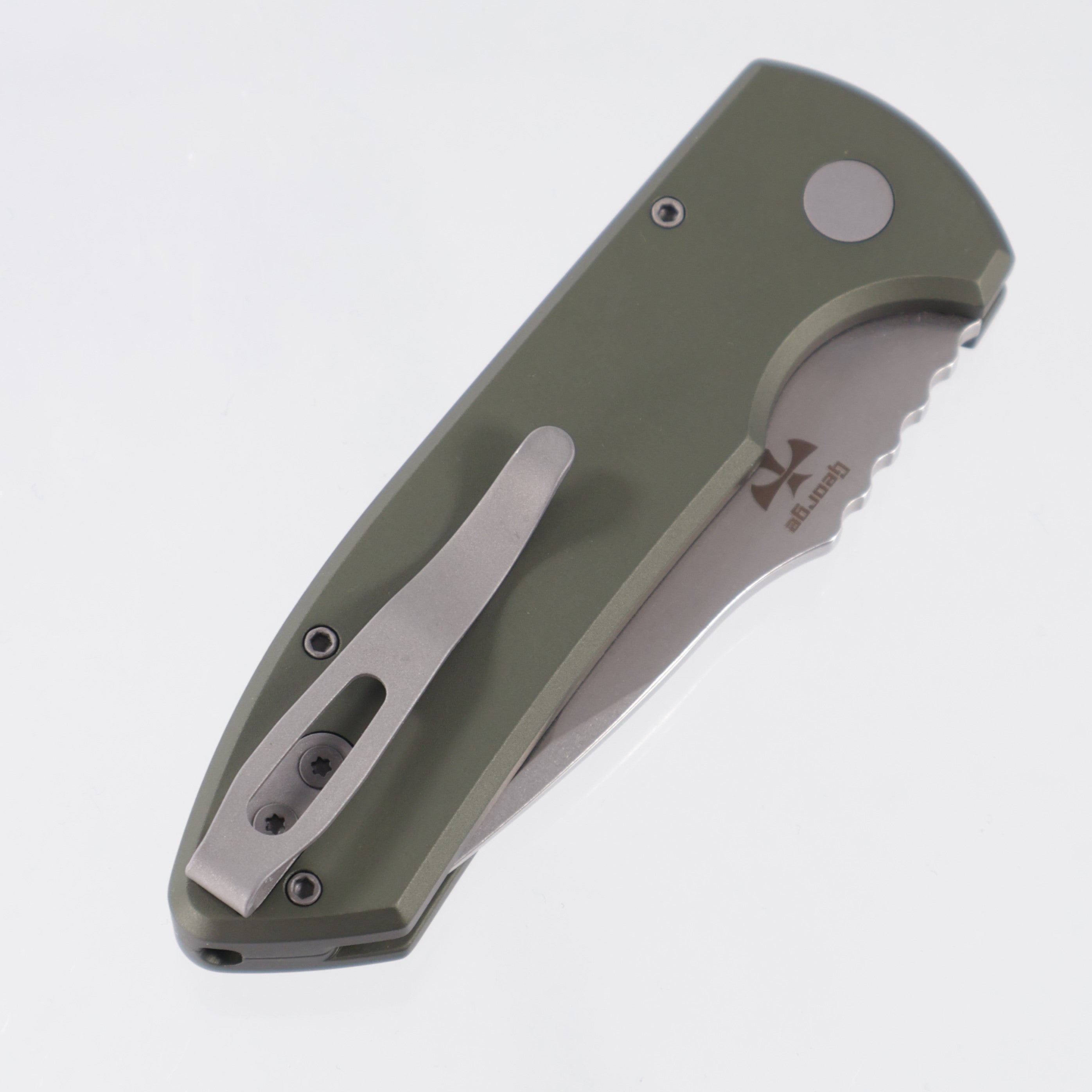 Pro-Tech SBR - Green Knurled Aluminum - Stonewash S35VN - LG405-GREEN *PRE-OWNED*