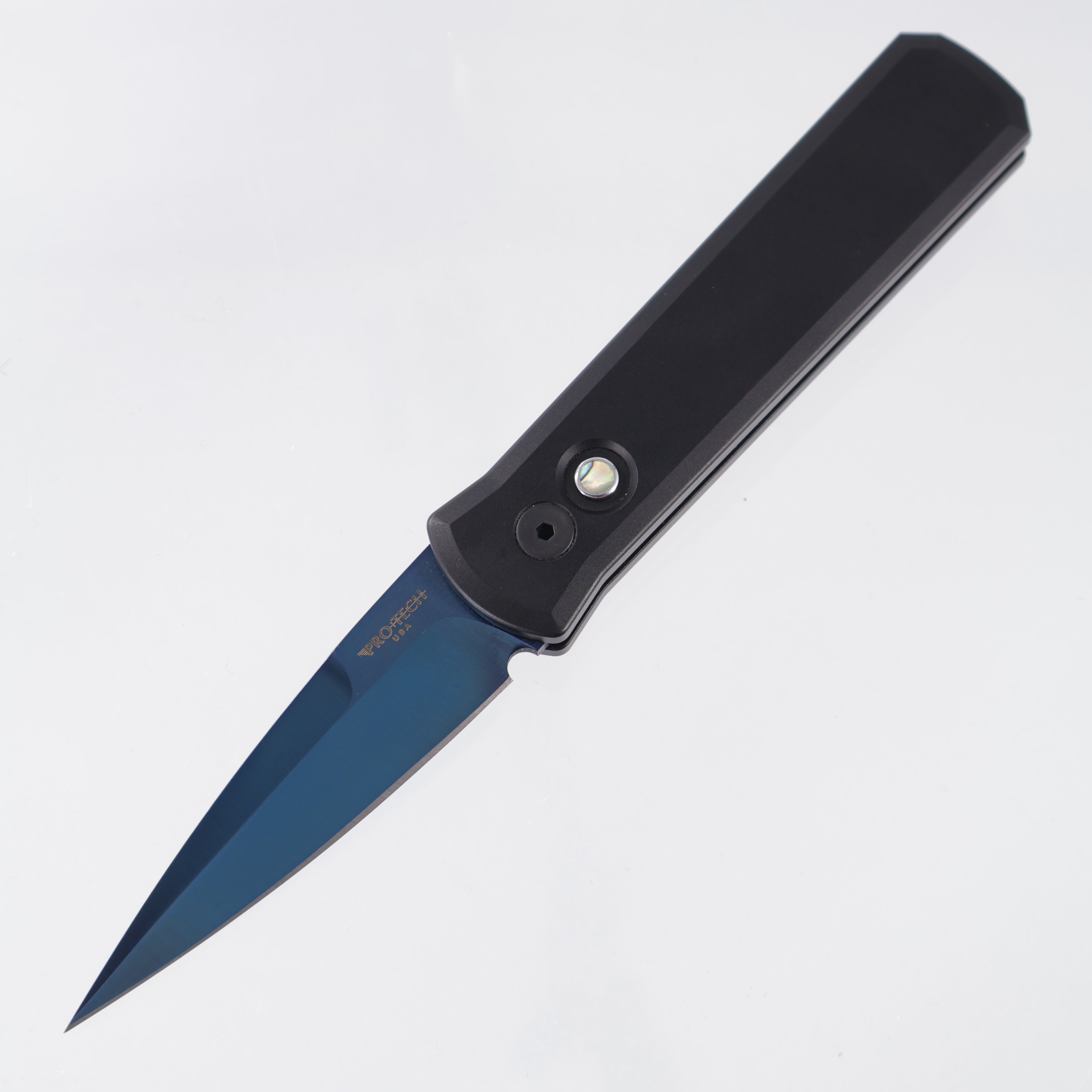 Pro-Tech Godson - Black Aluminum w/ Abalone Button - Sapphire PVD 154CM - 721-SB *PRE-OWNED*