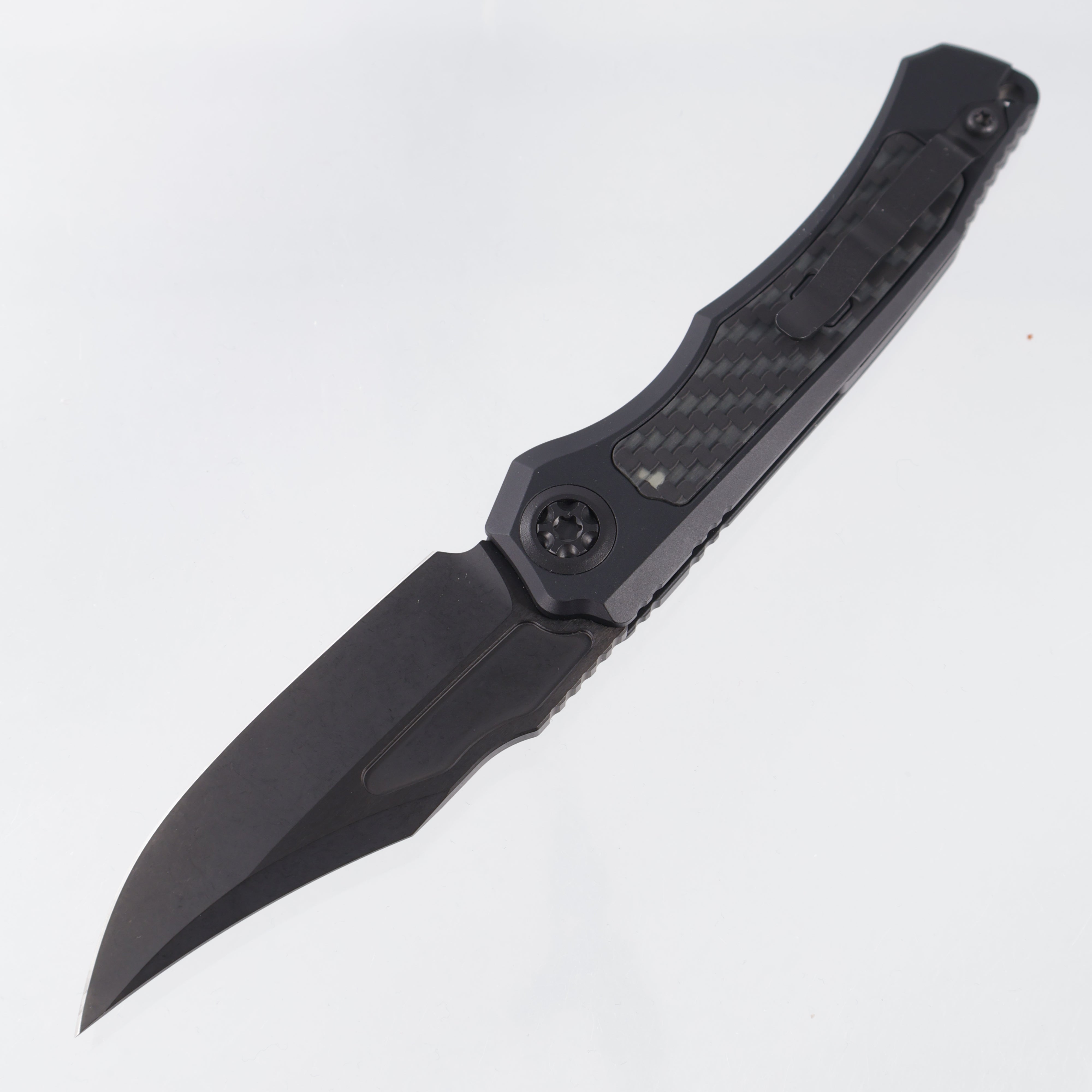 Heretic Wraith V4 Auto Bowie - Black Aluminum w/ Glow Carbon Fiber Inlays - DLC Magnacut - H002-6A-GLO/CF *PRE-OWNED*