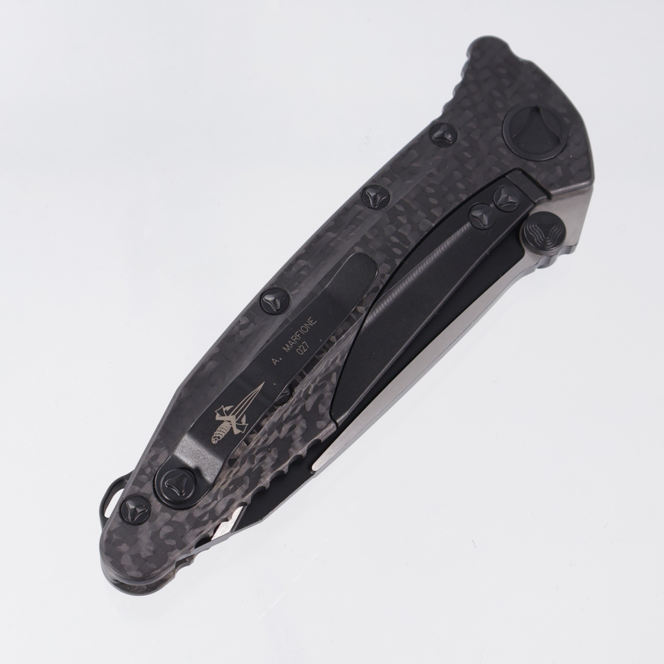 Marfione Custom Socom Delta Tanto - 30K Weave Carbon Fiber - Ceramic Coated 2-Tone Black Blade S/N: 027 *PRE-OWNED*