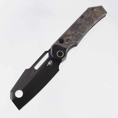 Bestech Nyrrdreki - Black PVD Titanium w/ Gold Dark Matter Fat Carbon Inlays - Satin DLC M390 - BT2607D