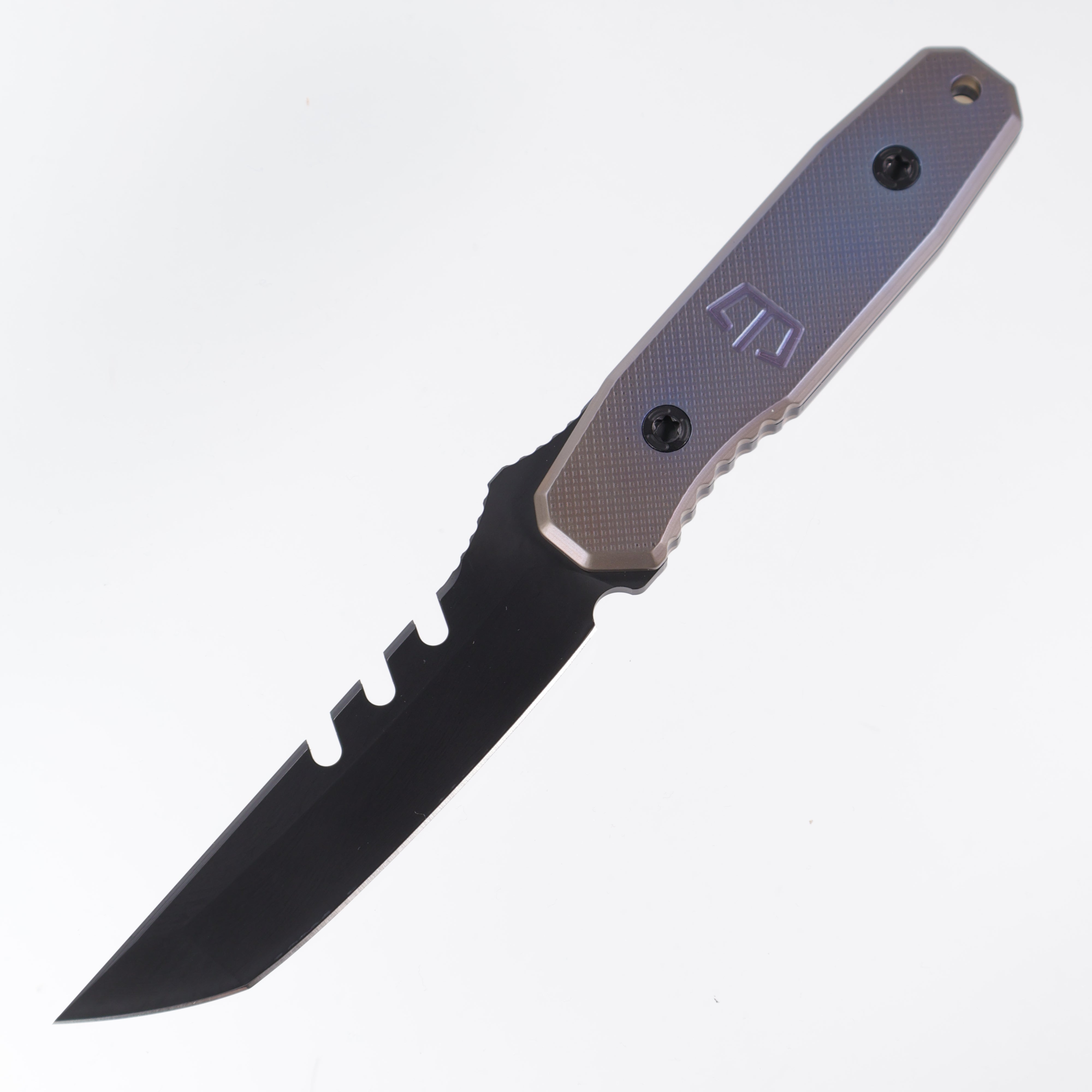 Blackside Customs - Kimura - Black Coated 154CM w/ Reaper Spine - Flamed TItanium