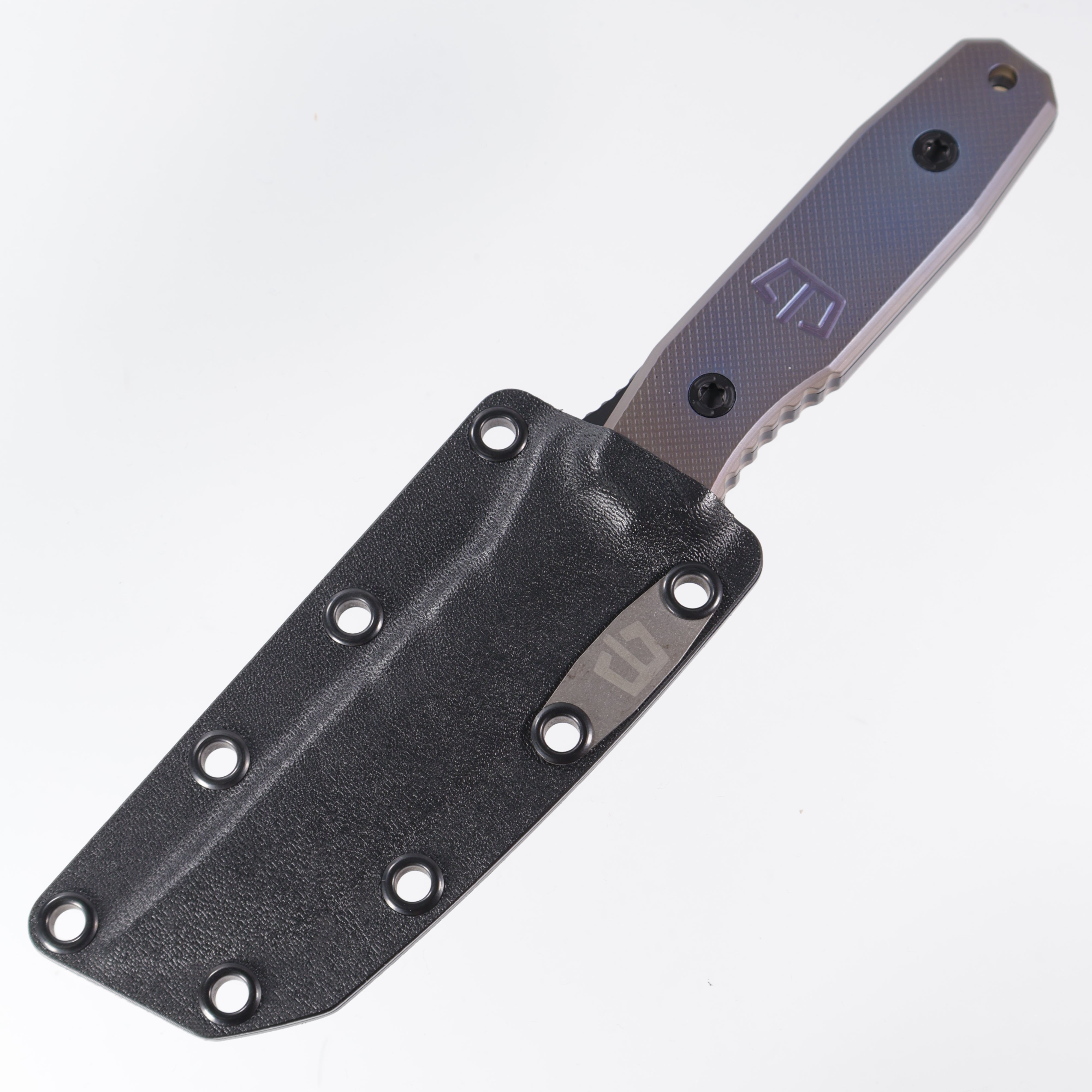 Blackside Customs - Kimura - Black Coated 154CM w/ Reaper Spine - Flamed TItanium