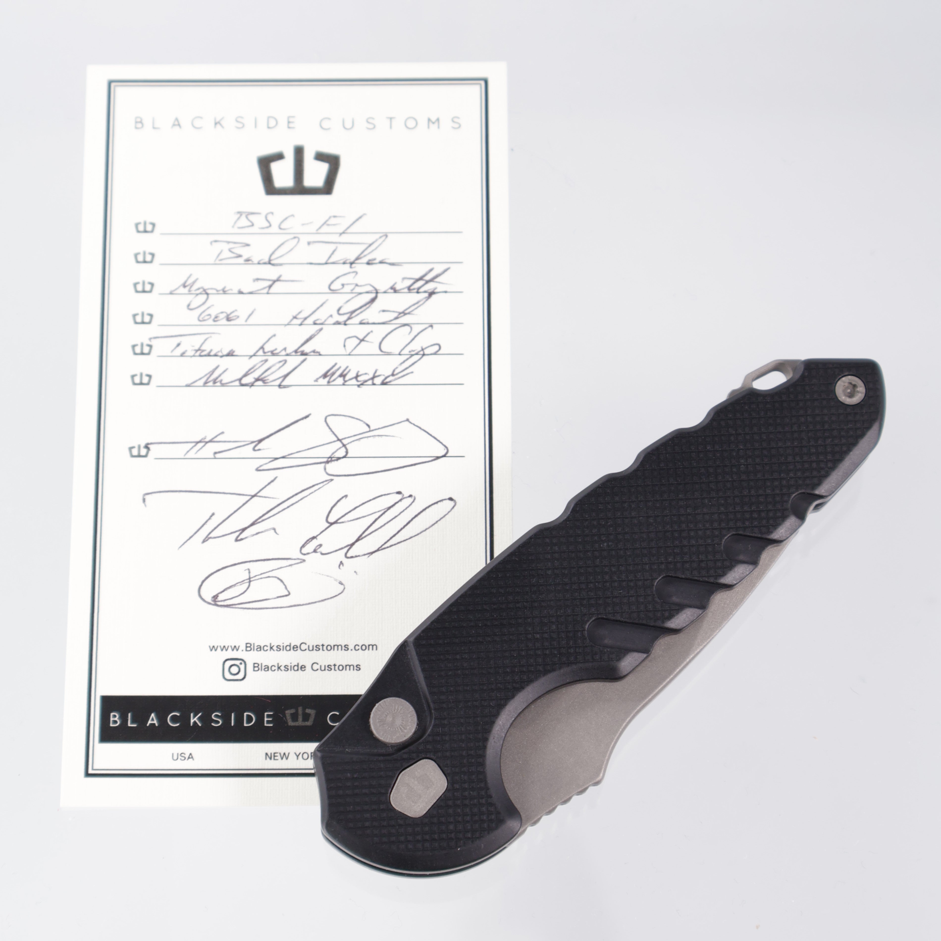 Blackside Customs Bad Idea Auto - Grey Matter Magnacut - Black Aluminum w/ Type 3 Hardcoat - Titanium Hardware & Clip - BSC-F1