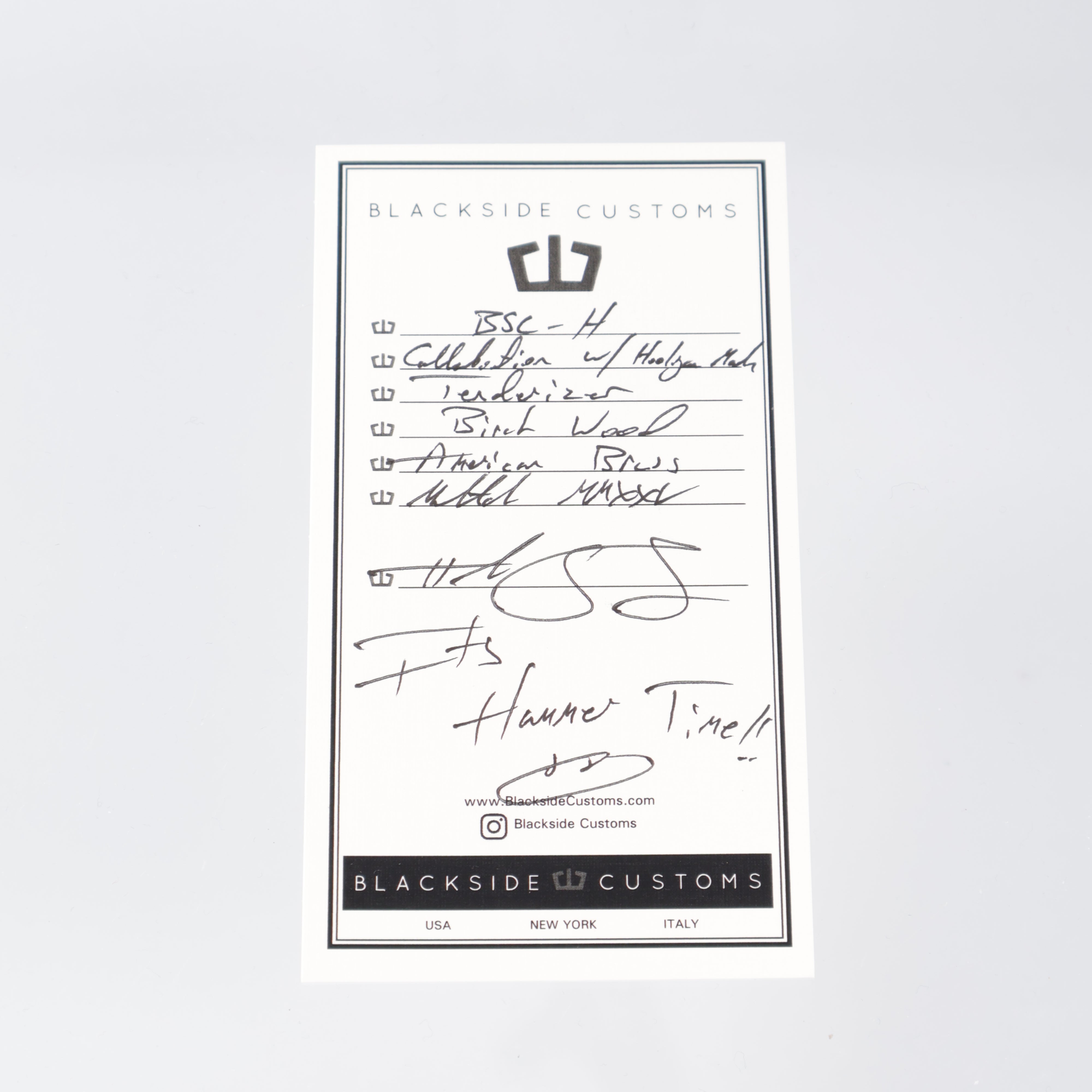 Blackside Customs - Tenderizer - American Brass - Birch Wood Handle