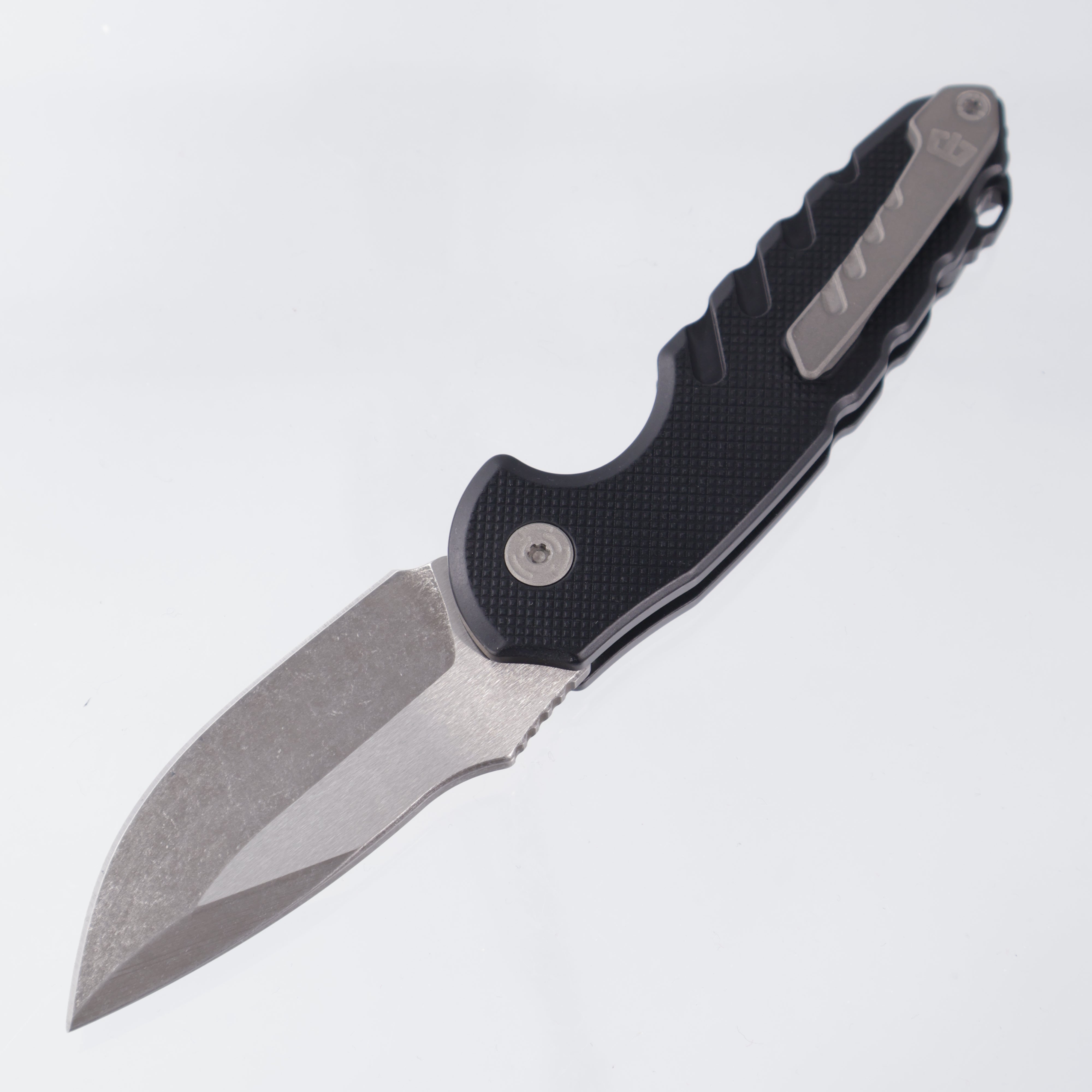 Blackside Customs Bad Idea Auto - Two-Tone Wasteland Finish Magnacut - Black Aluminum w/ Type 3 Hardcoat - Titanium Hardware & Clip - BSC-F1