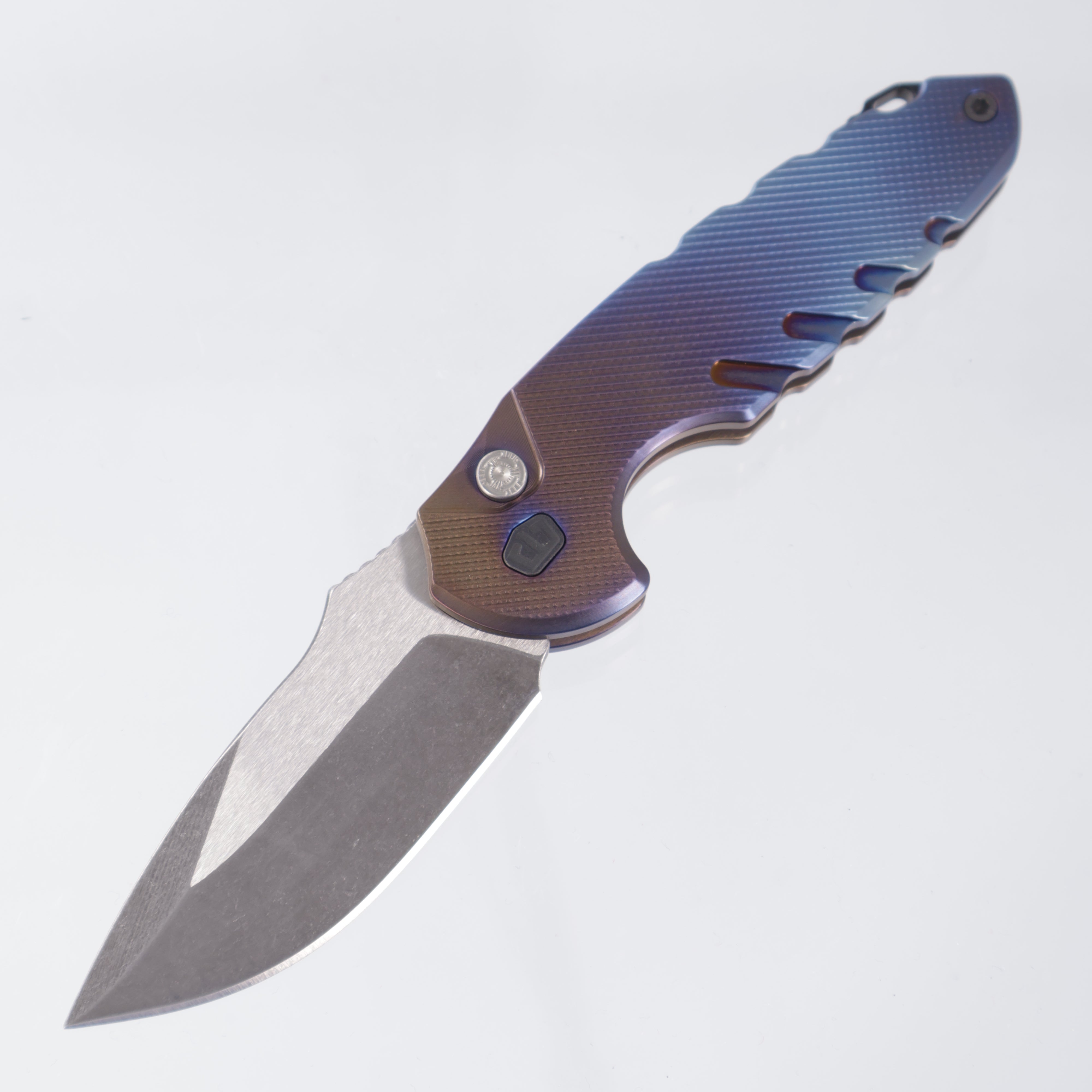 Blackside Customs Bad Idea Auto - Flamed Titanium - Two-Tone Wasteland Finish Magnacut - Titanium Hardware & Clip - BSC-F1