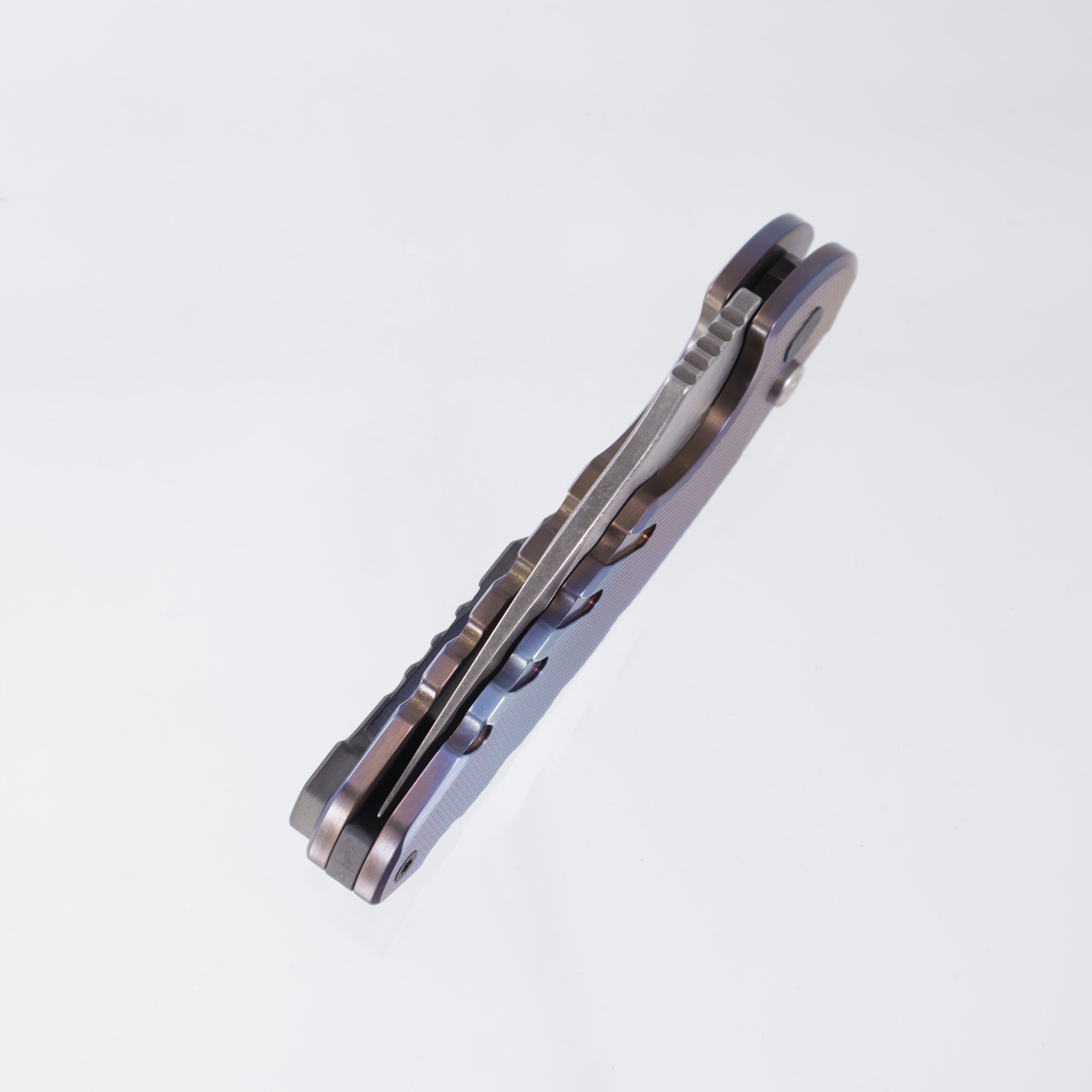 Blackside Customs Bad Idea Auto - Flamed Titanium - Two-Tone Wasteland Finish Magnacut - Titanium Hardware & Clip - BSC-F1