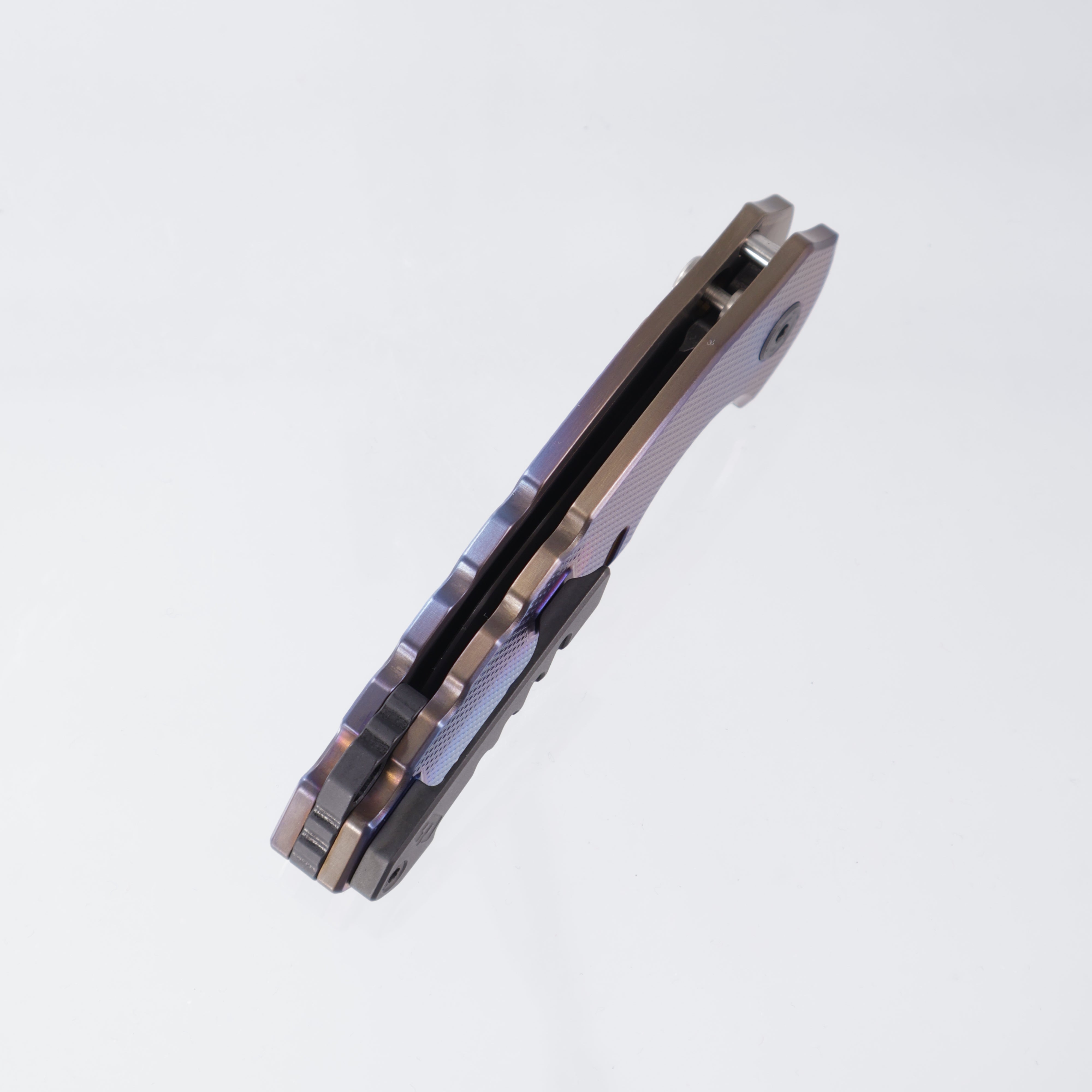 Blackside Customs Bad Idea Auto - Flamed Titanium - Two-Tone Wasteland Finish Magnacut - Titanium Hardware & Clip - BSC-F1