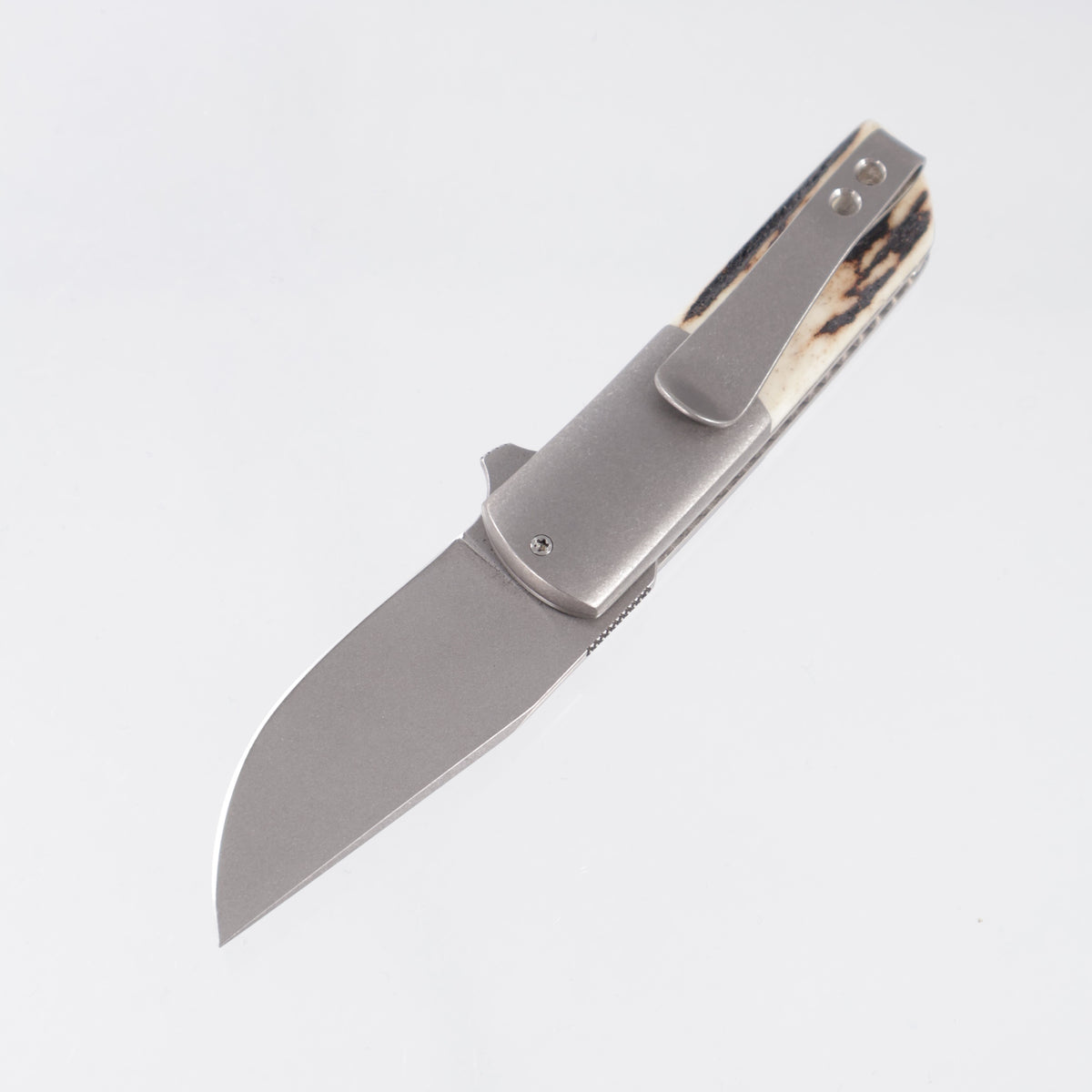 Brad Zinker Urban Trapper Slim 2.0 - Sambar Stag Scales w/ Titanium Bolsters - Stonewash CPM-154