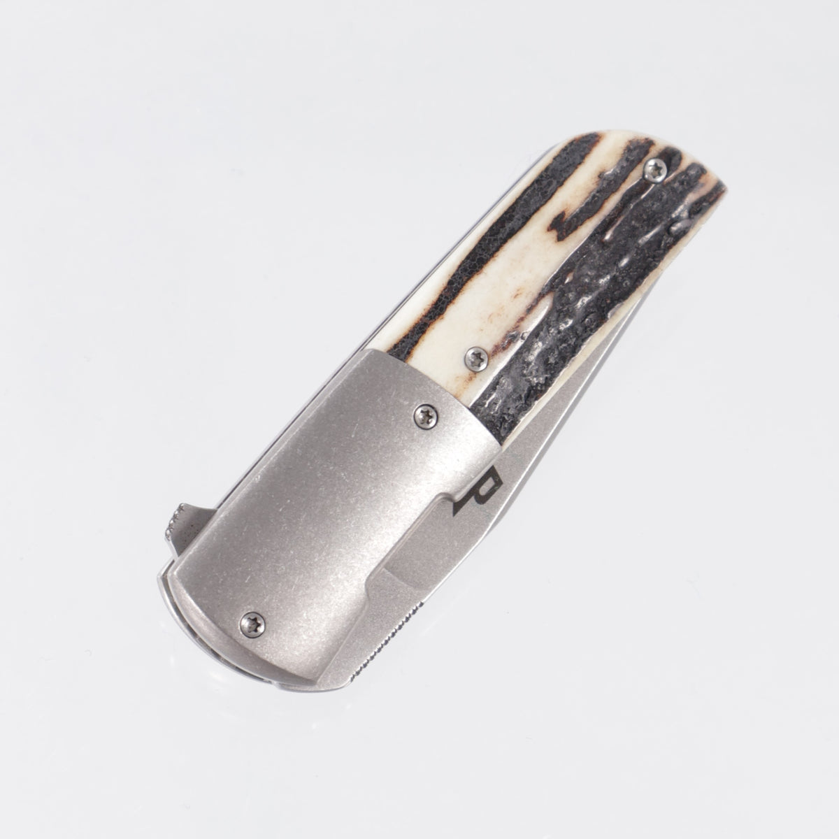 Brad Zinker Urban Trapper Slim 2.0 - Sambar Stag Scales w/ Titanium Bolsters - Stonewash CPM-154