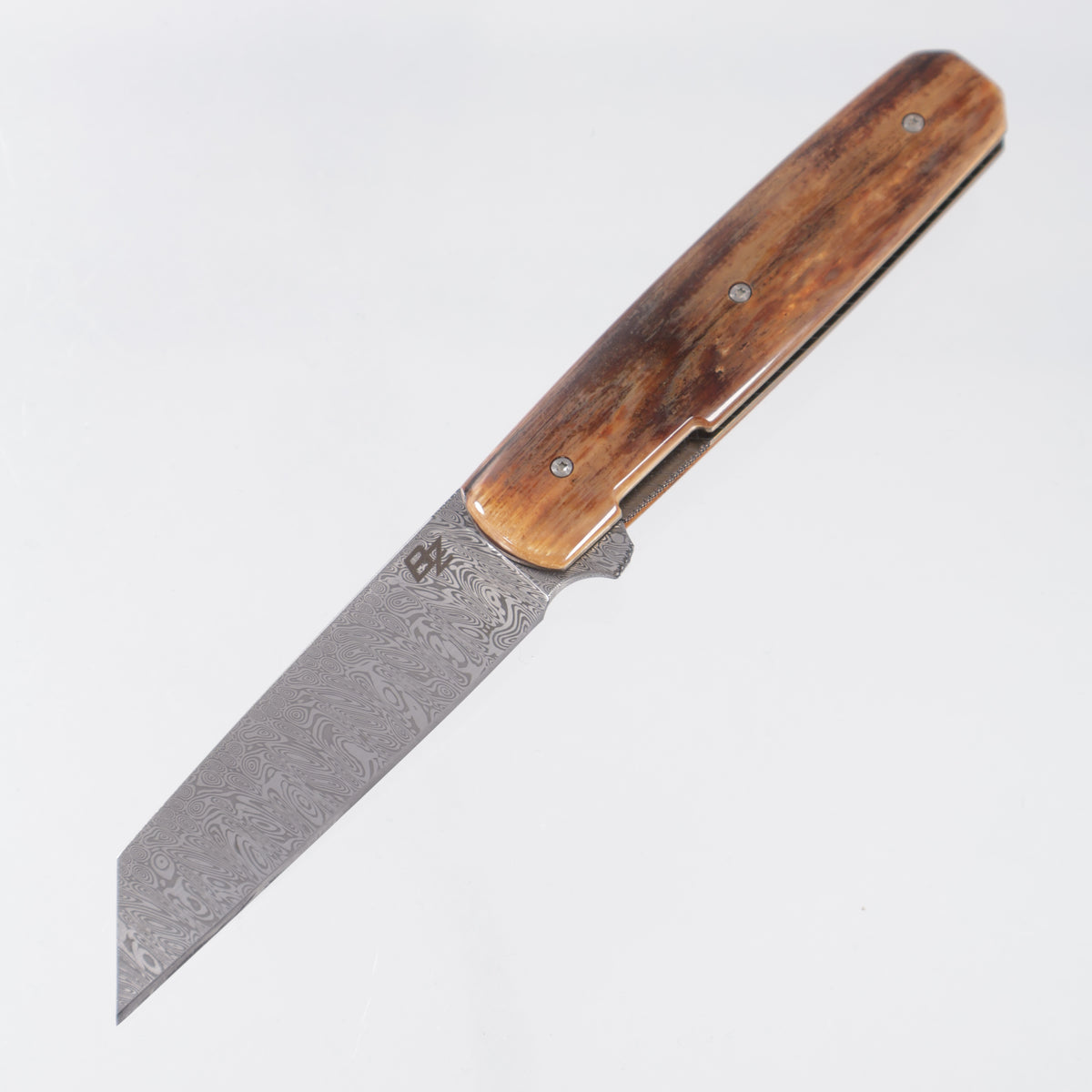 Brad Zinker WZ Wharncliffe 3.0 - Mammoth Ivory w/ Bronze Titanium Liners & Clip - Odenheim Damasteel