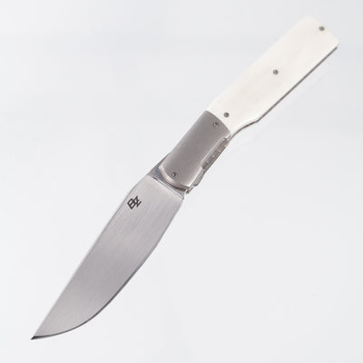 Brad Zinker Bent Gunstock Front Flipper - Supertusk Scales w/ Titanium Bolsters - Hand Rubbed Satin CPM-154
