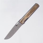 Brad Zinker Urban Trapper 3.0 - Mammoth Ivory Scales w/ Blue Jeweled Ti Liners - Heimskringla Damasteel