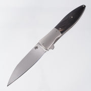 Brad Zinker Wharncliffe Flare - Buffalo Horn w/ Titanium Bolsters & Jeweled Ti Liners - Hand Satin CPM-154