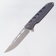 Brian Nadeau Typhoon Drop Point - Blue Aspirated Titanium - Stonewash S35VN *PRE-OWNED*