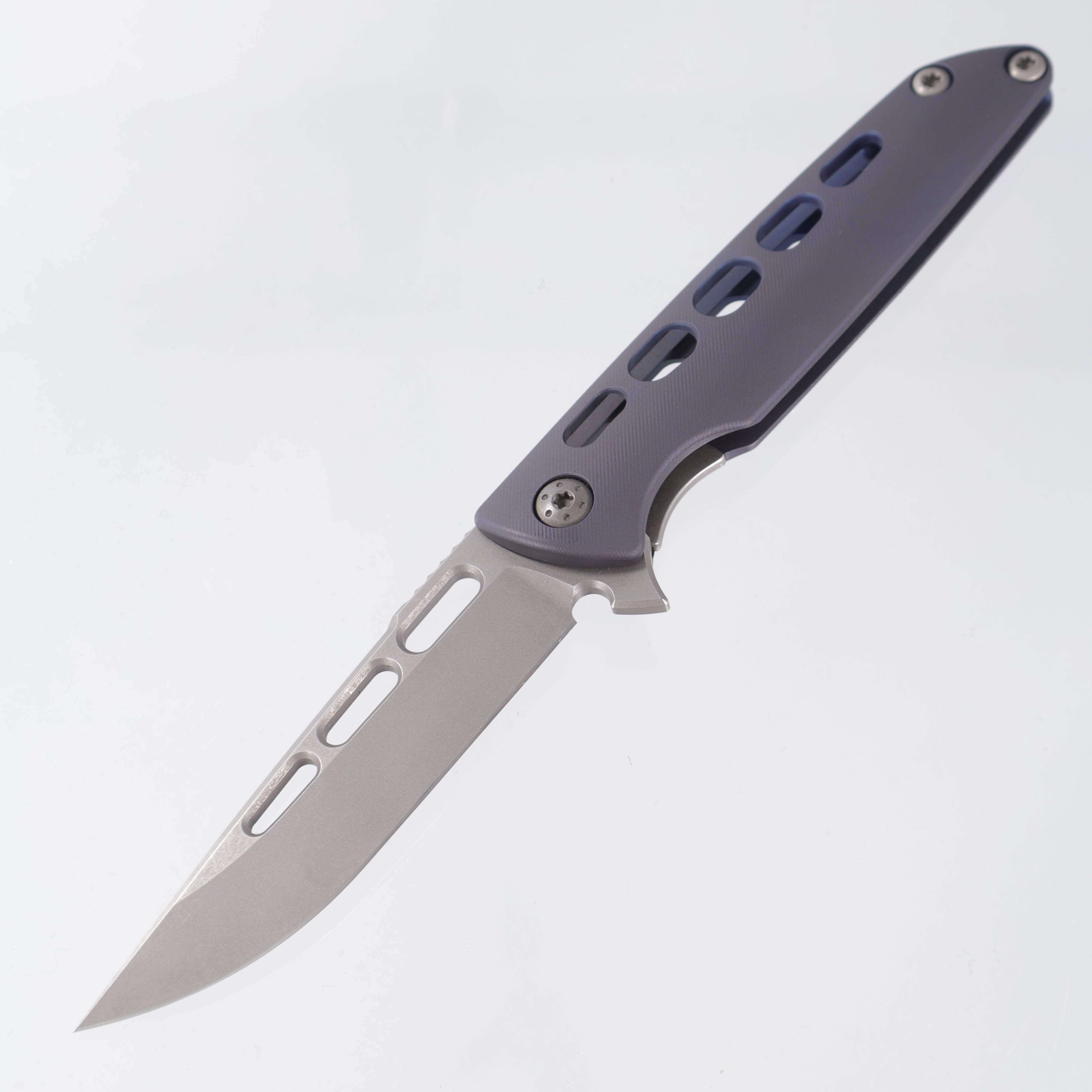 Brian Nadeau Typhoon Drop Point - Blue Aspirated Titanium - Stonewash S35VN *PRE-OWNED*